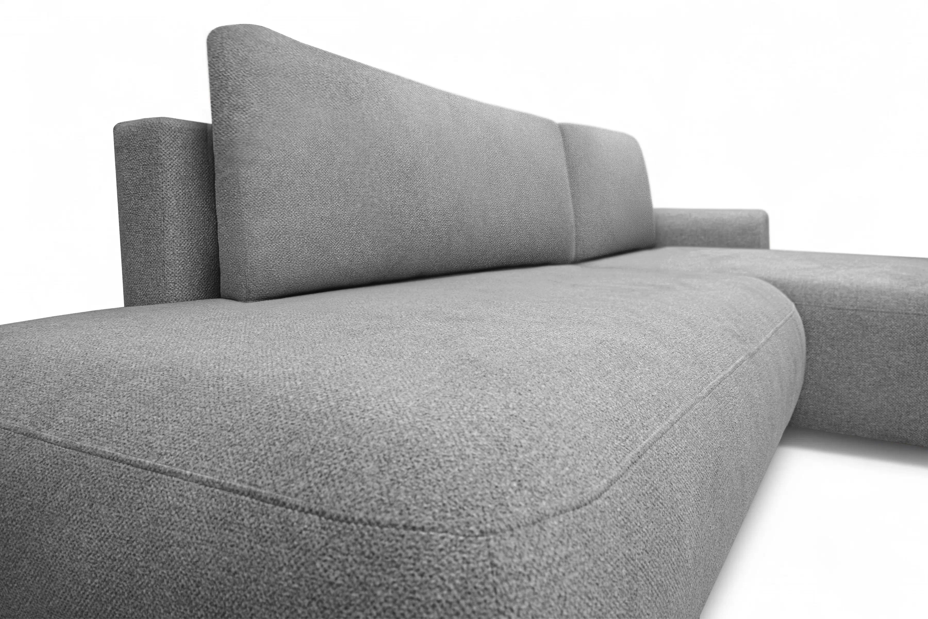 Rozkládací rohová sedací souprava Lotulis L II pravá - šedá Blur 18 Rohová sedací souprava Lotulis L rozkládací pravá - šedá Pletenina hydrofobowa Blur 18