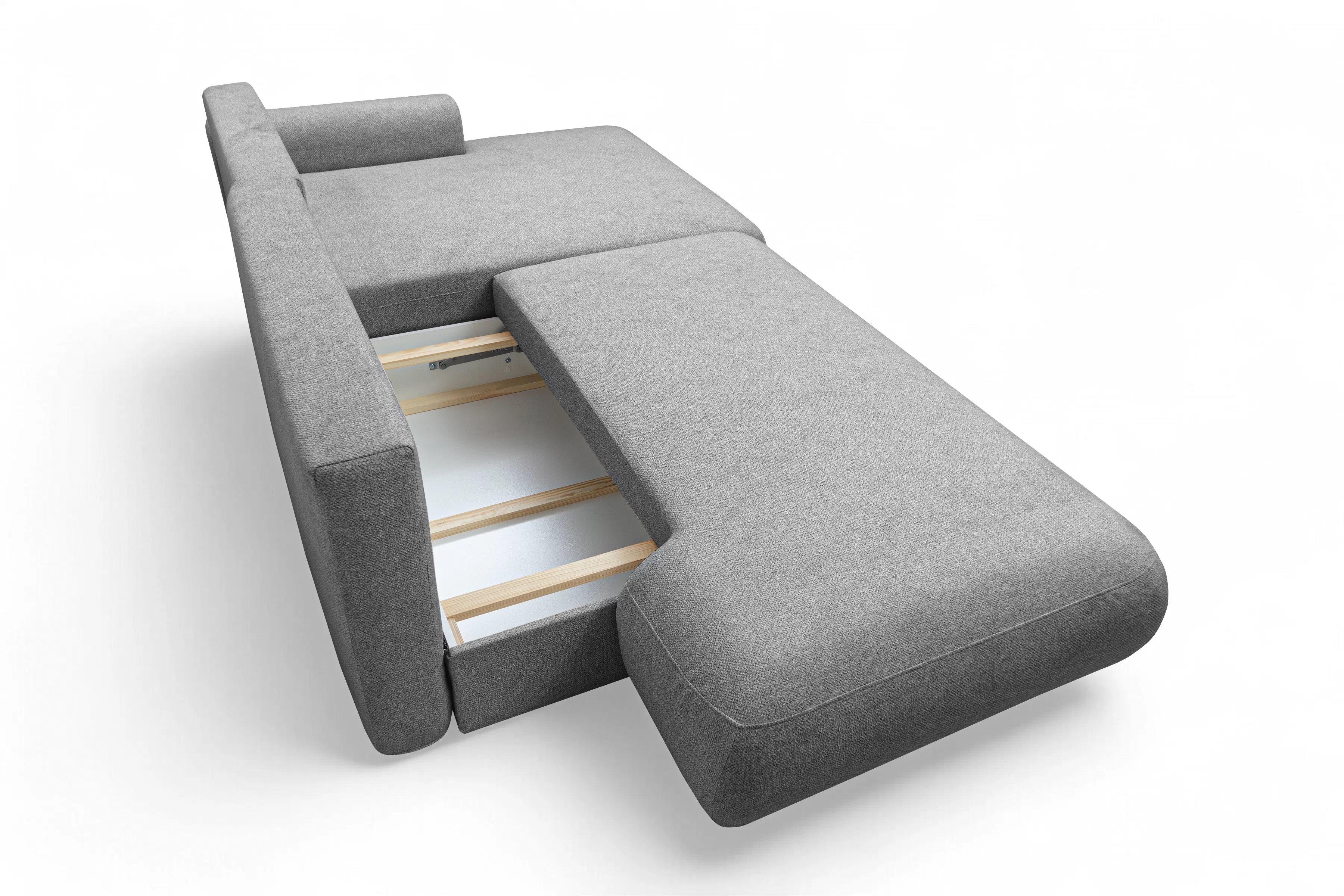 Rozkládací rohová sedací souprava Lotulis L II pravá - šedá Blur 18 Rohová sedací souprava Lotulis L rozkládací pravá - šedá Pletenina hydrofobowa Blur 18