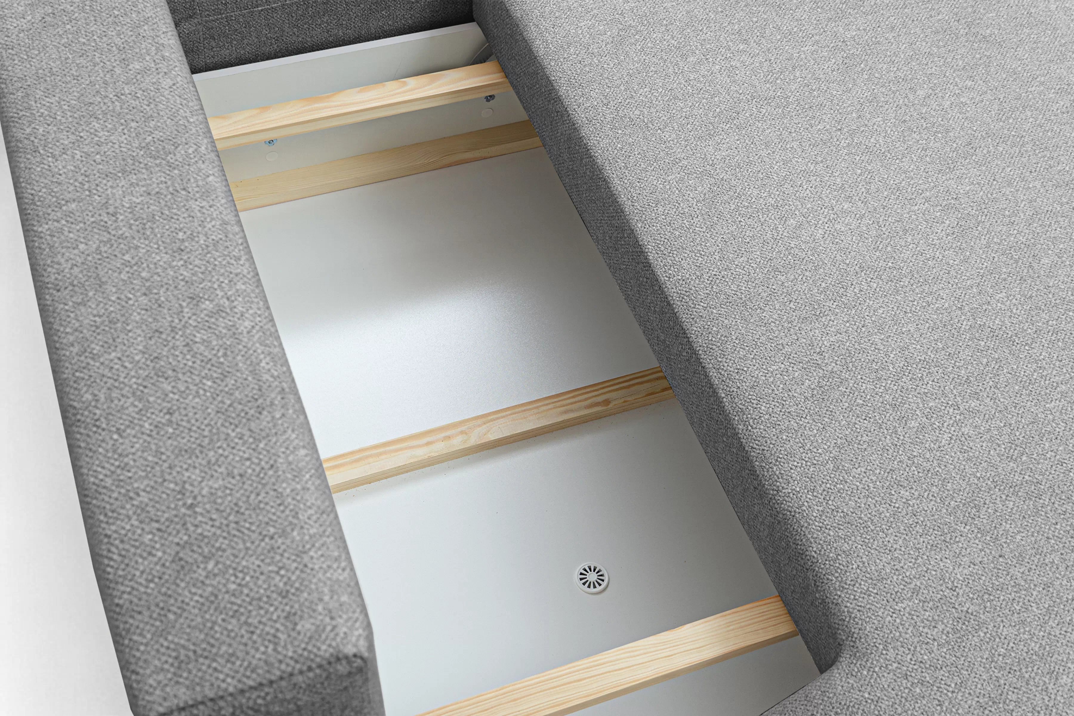 Rozkládací rohová sedací souprava Lotulis L II pravá - šedá Blur 18 Rohová sedací souprava Lotulis L rozkládací pravá - šedá Pletenina hydrofobowa Blur 18