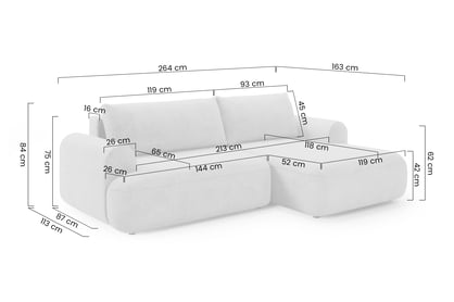 Rozkládací rohová sedací souprava Lotulis Mini levá - krémová látka Catch Me 01 Rohová sedací souprava Lotulis Mini rozkládací levá - kremowa boucle Catch Me 01