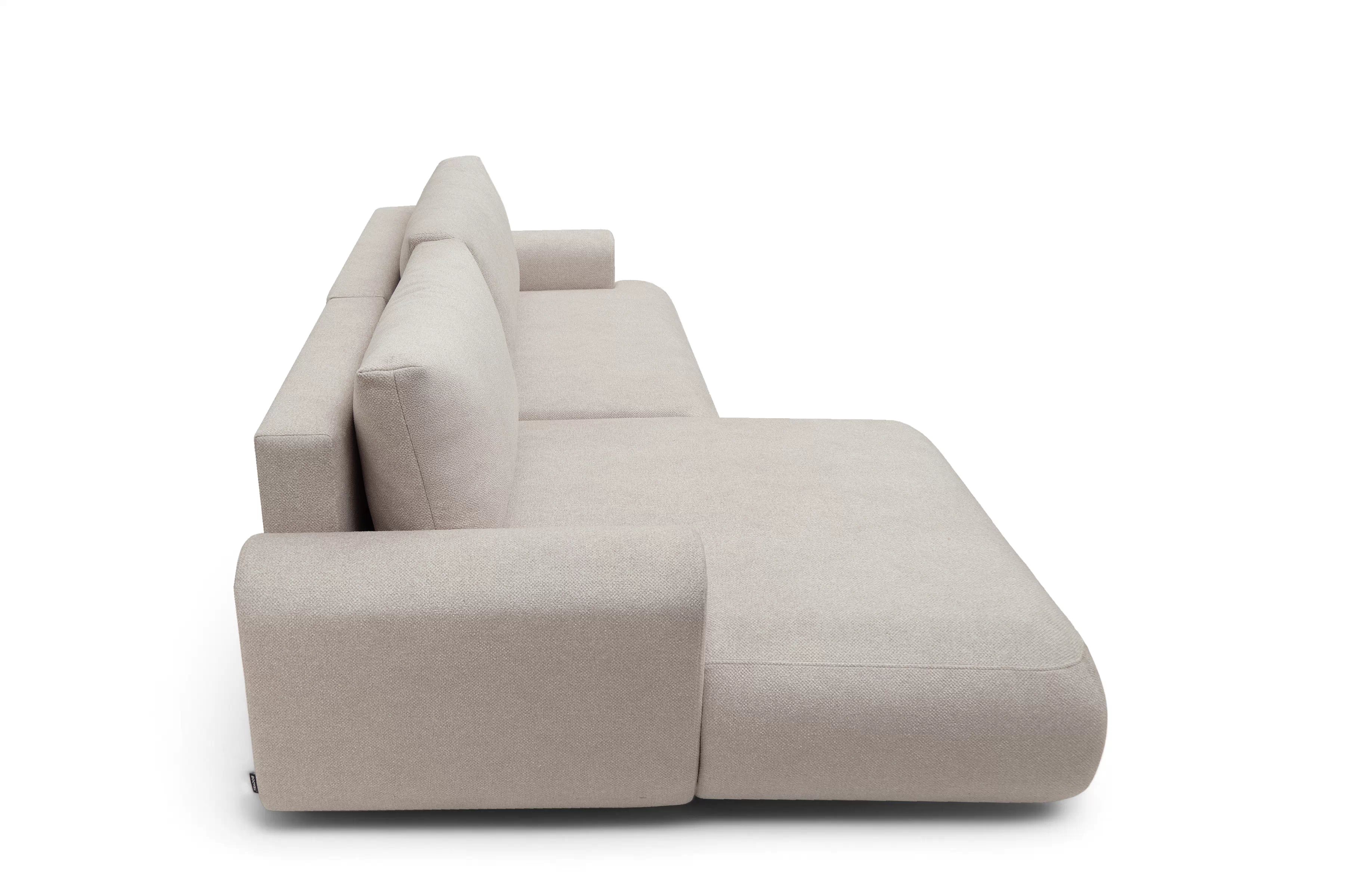 Rohová sedačka Lotulis Mini s rozkladom ľavostranná - krémová hydrofóbna látka Blur 01 Rohová sedacia súprava Lotulis Mini s funkciou spánku Ľavá strana - kremowa dzianina hydrofobowa Blur 01 