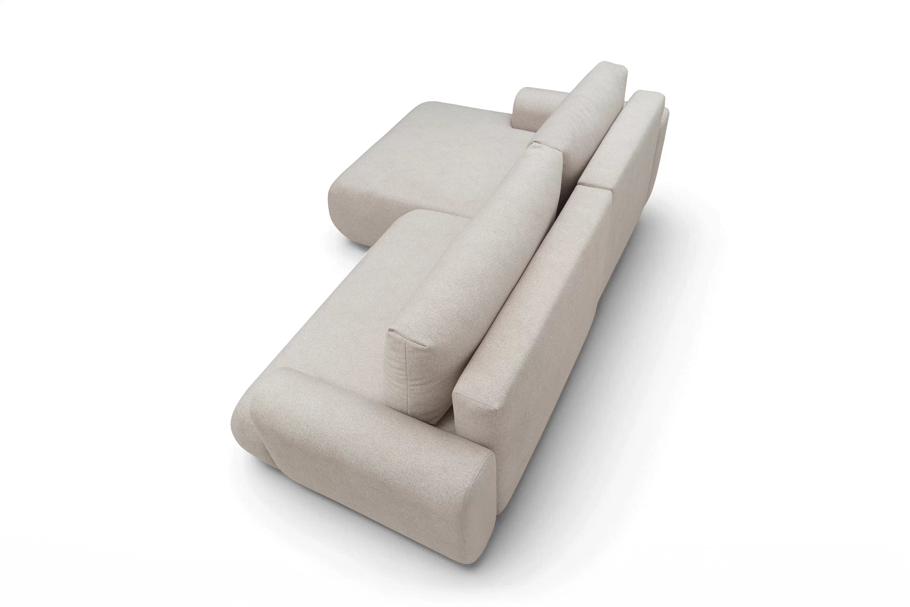 Rohová sedačka Lotulis Mini s rozkladom ľavostranná - krémová hydrofóbna látka Blur 01 Rohová sedacia súprava Lotulis Mini s funkciou spánku Ľavá strana - kremowa dzianina hydrofobowa Blur 01 