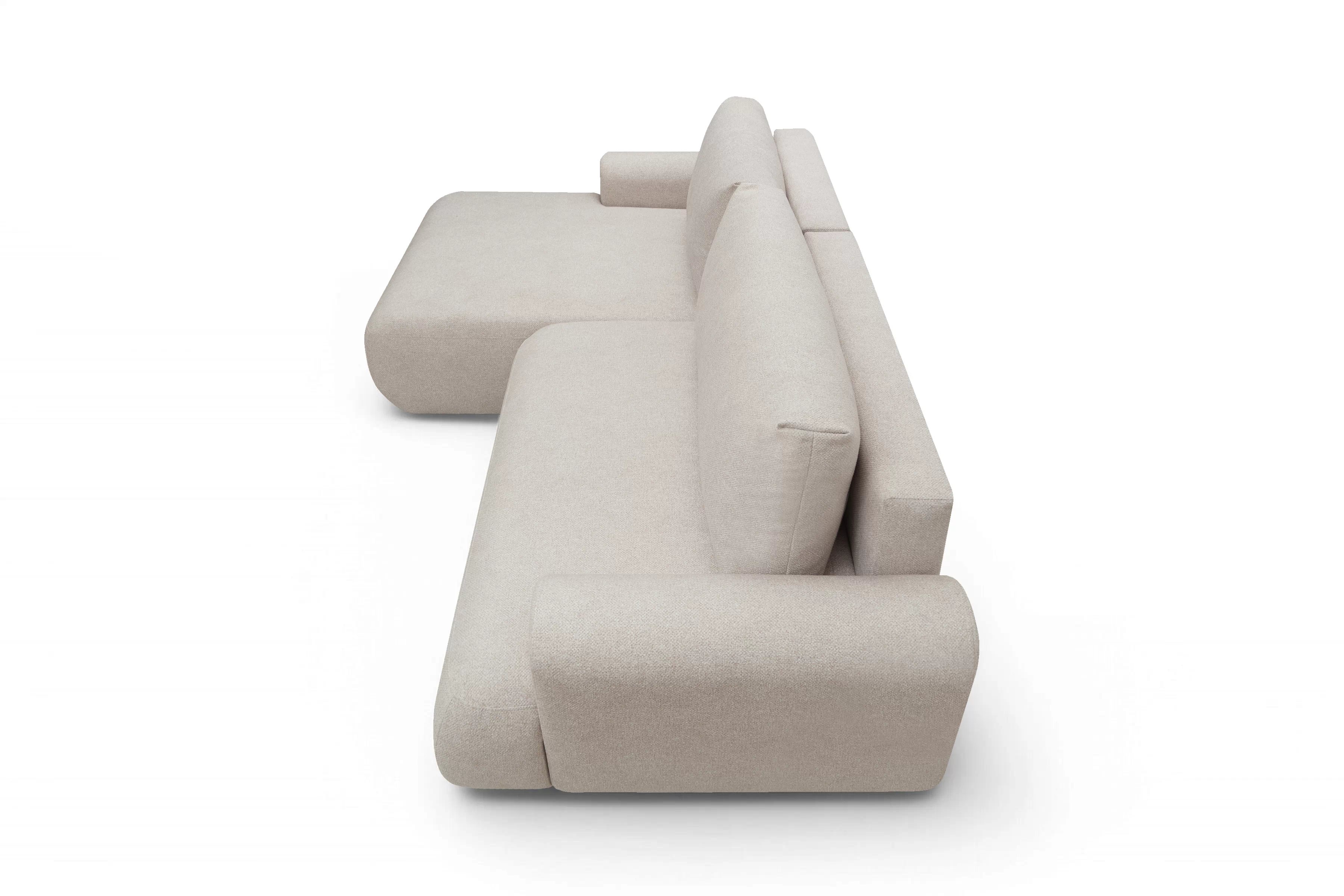 Rohová sedačka Lotulis Mini s rozkladom ľavostranná - krémová hydrofóbna látka Blur 01 Rohová sedacia súprava Lotulis Mini s funkciou spánku Ľavá strana - kremowa dzianina hydrofobowa Blur 01 