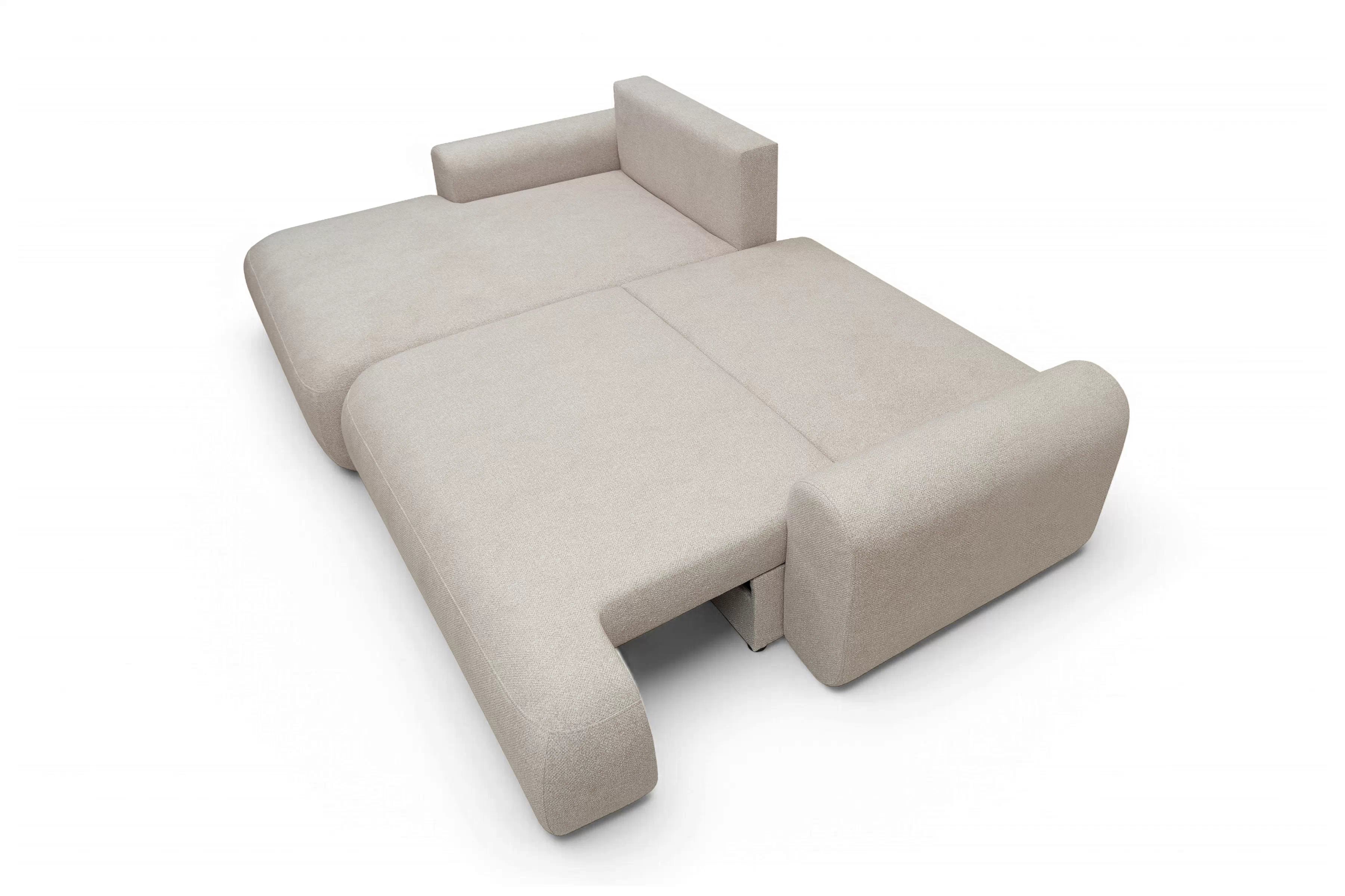 Rohová sedačka Lotulis Mini s rozkladom ľavostranná - krémová hydrofóbna látka Blur 01 Rohová sedacia súprava Lotulis Mini s funkciou spánku Ľavá strana - kremowa dzianina hydrofobowa Blur 01 