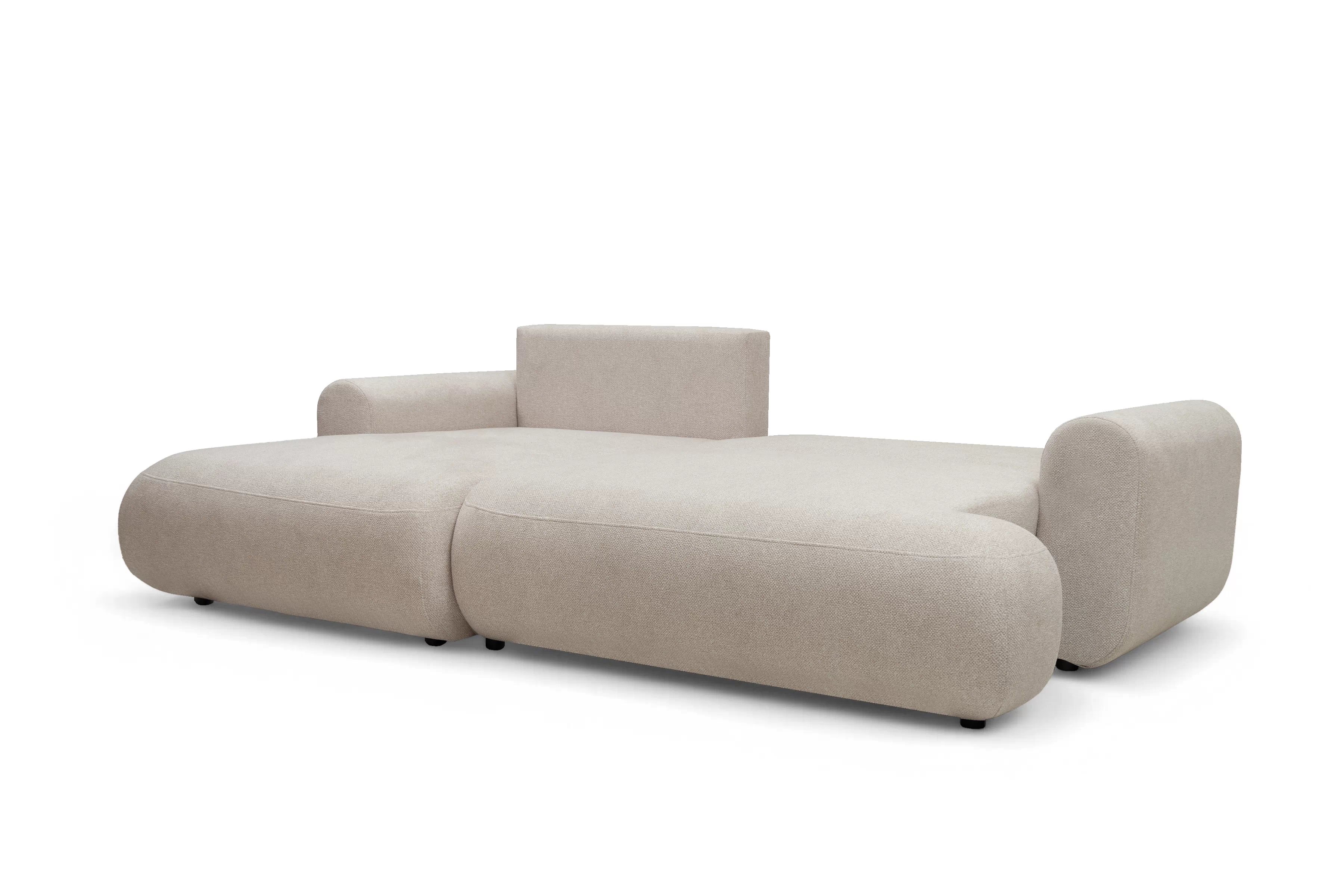 Rohová sedačka Lotulis Mini s rozkladom ľavostranná - krémová hydrofóbna látka Blur 01 Rohová sedacia súprava Lotulis Mini s funkciou spánku Ľavá strana - kremowa dzianina hydrofobowa Blur 01 