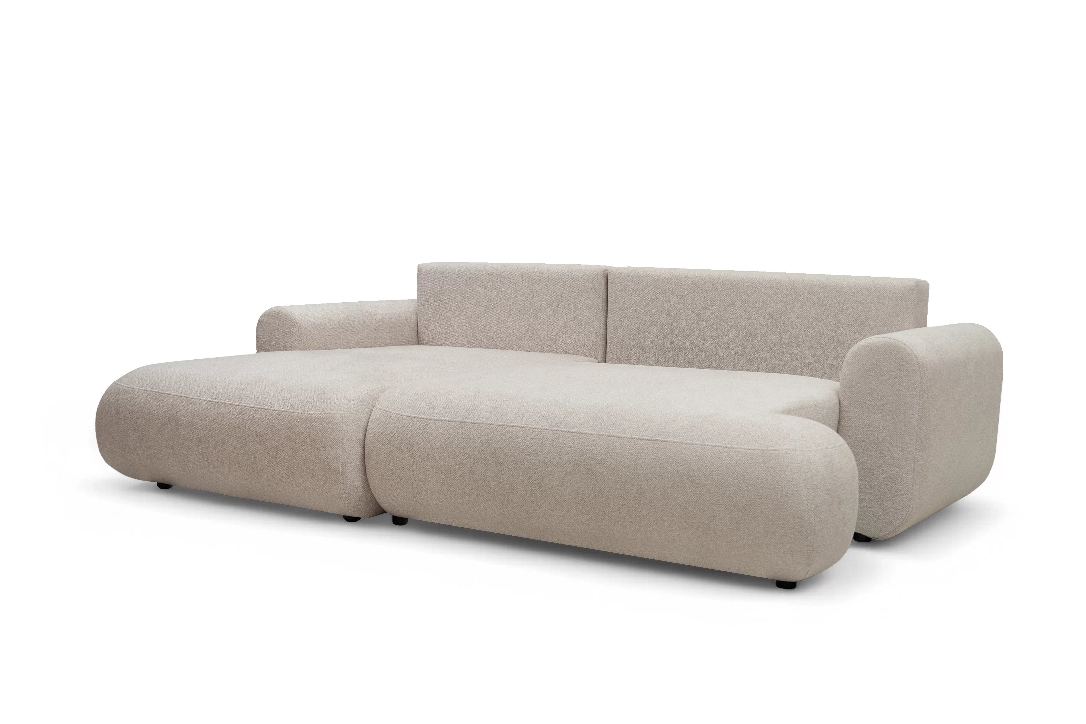 Rohová sedačka Lotulis Mini s rozkladom ľavostranná - krémová hydrofóbna látka Blur 01 Rohová sedacia súprava Lotulis Mini s funkciou spánku Ľavá strana - kremowa dzianina hydrofobowa Blur 01 