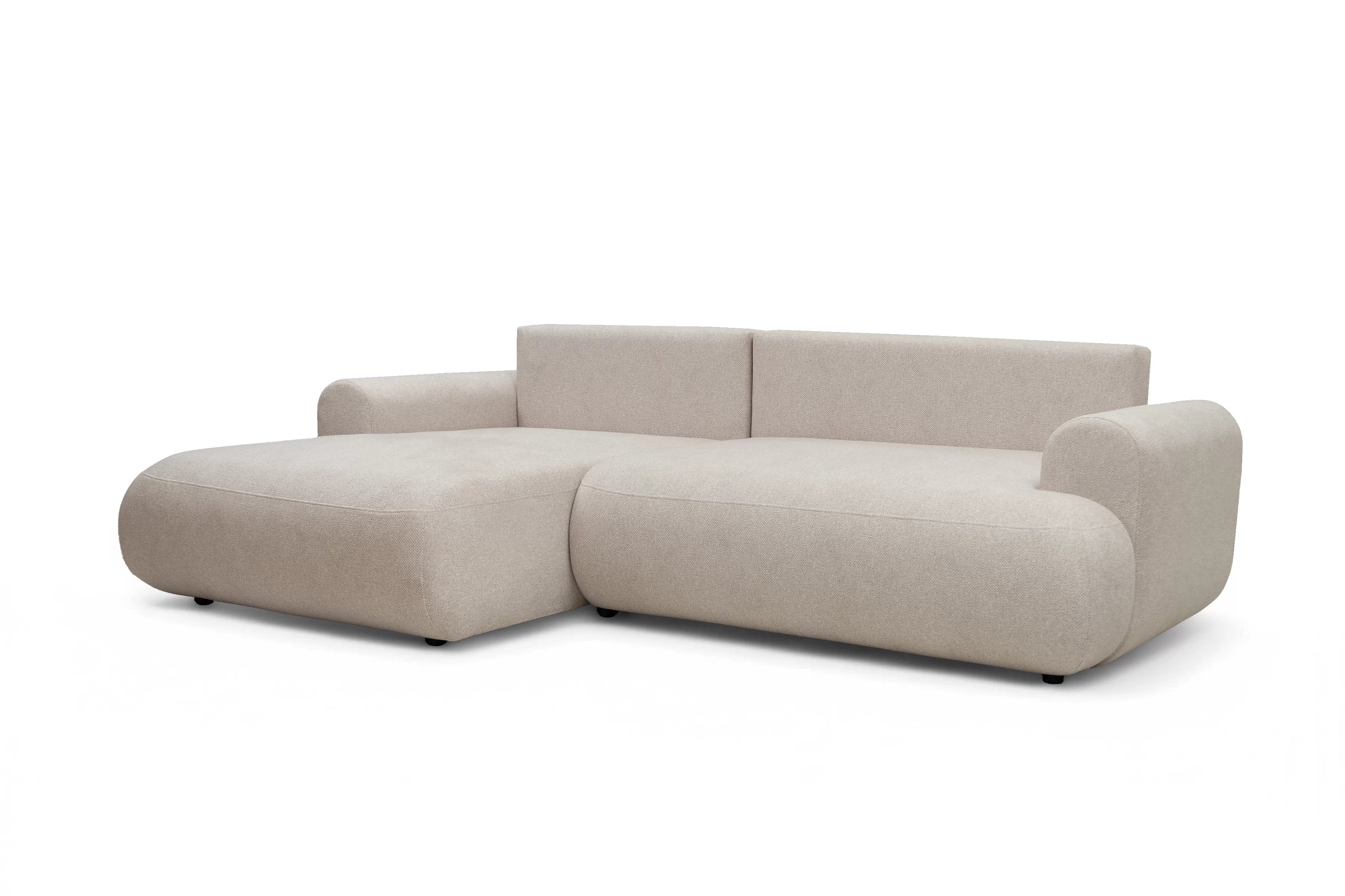 Rohová sedačka Lotulis Mini s rozkladom ľavostranná - krémová hydrofóbna látka Blur 01 Rohová sedacia súprava Lotulis Mini s funkciou spánku Ľavá strana - kremowa dzianina hydrofobowa Blur 01 