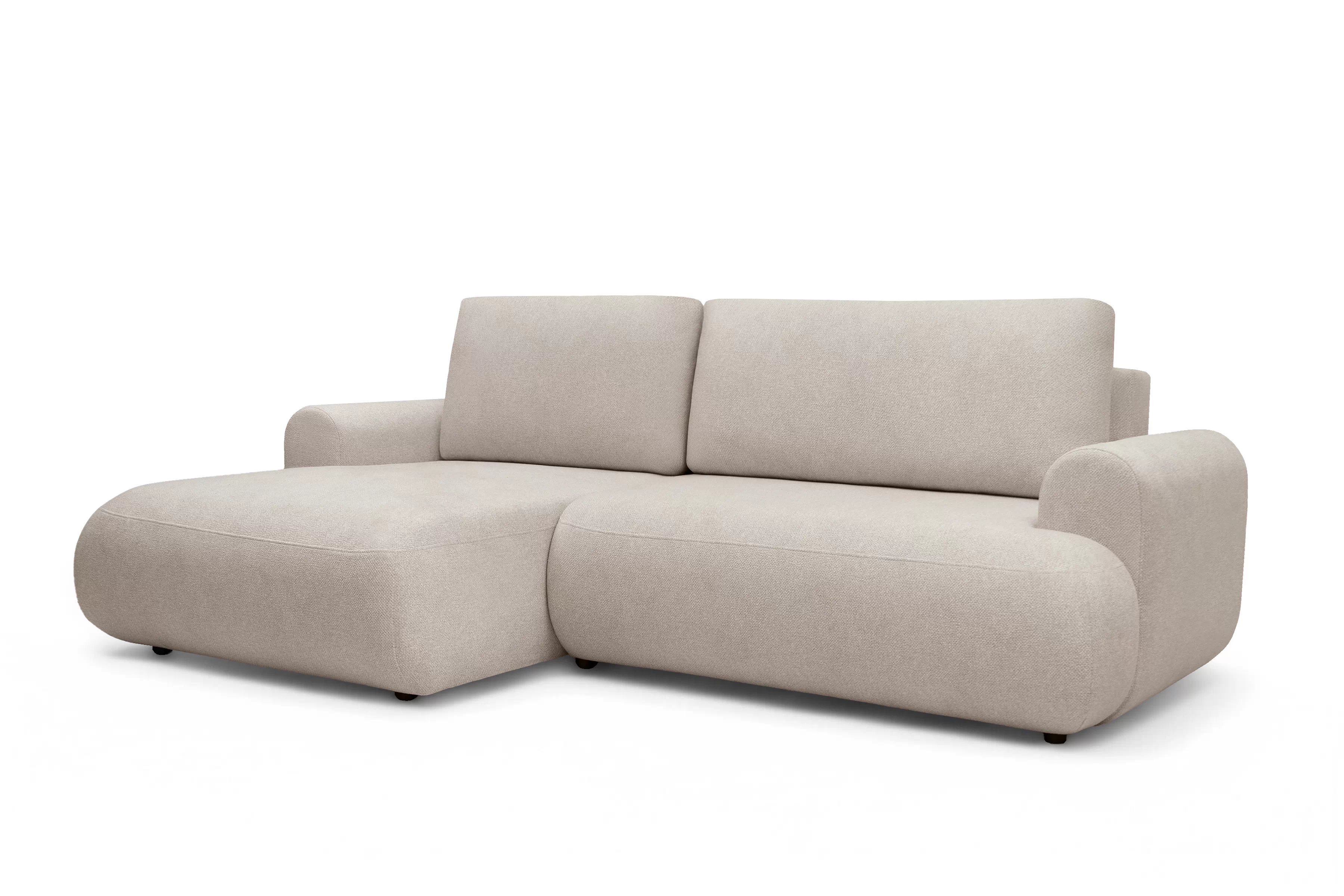 Rohová sedačka Lotulis Mini s rozkladom ľavostranná - krémová hydrofóbna látka Blur 01 Rohová sedacia súprava Lotulis Mini s funkciou spánku Ľavá strana - kremowa dzianina hydrofobowa Blur 01 