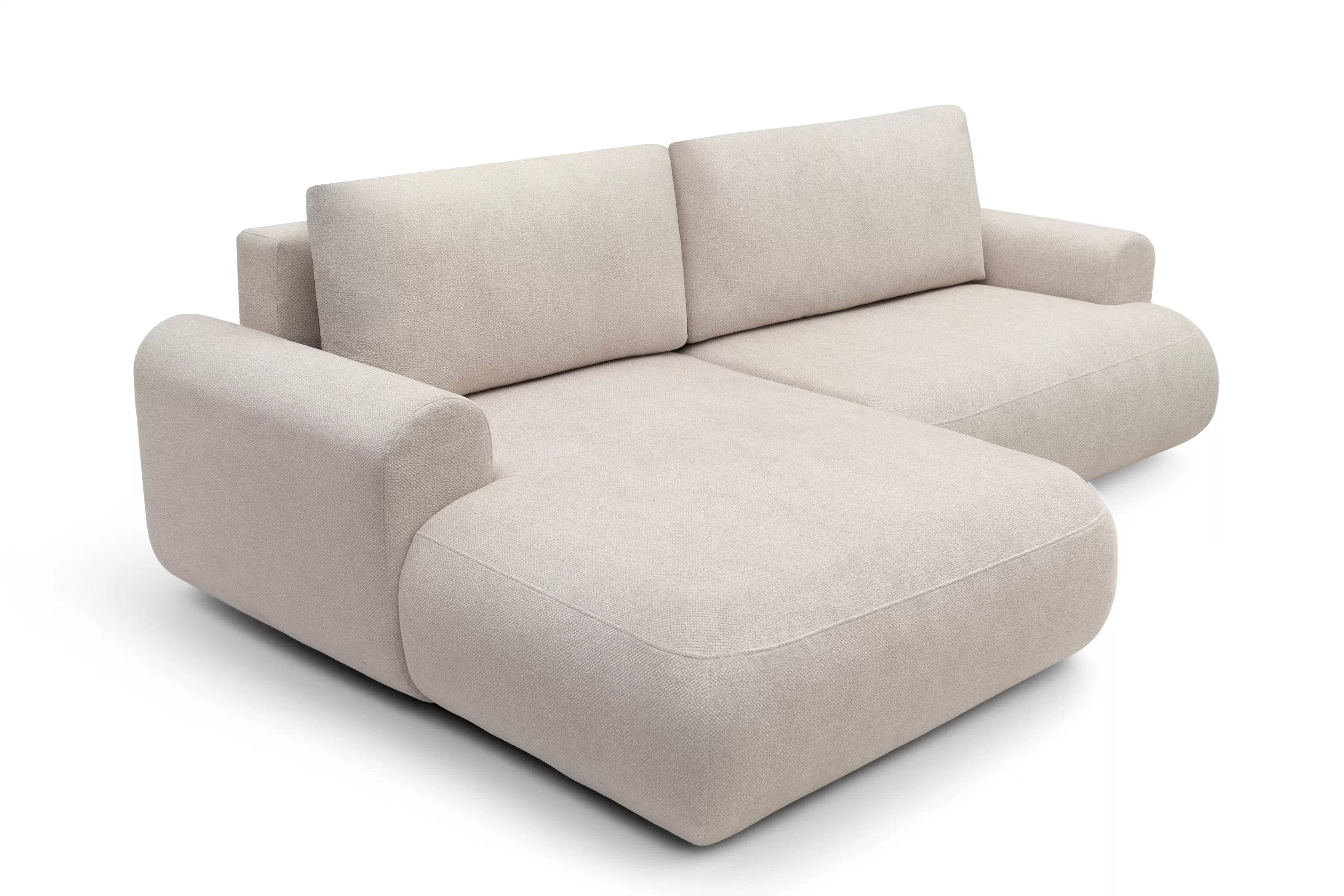 Rohová sedačka Lotulis Mini s rozkladom ľavostranná - krémová hydrofóbna látka Blur 01 Rohová sedacia súprava Lotulis Mini s funkciou spánku Ľavá strana - kremowa dzianina hydrofobowa Blur 01 