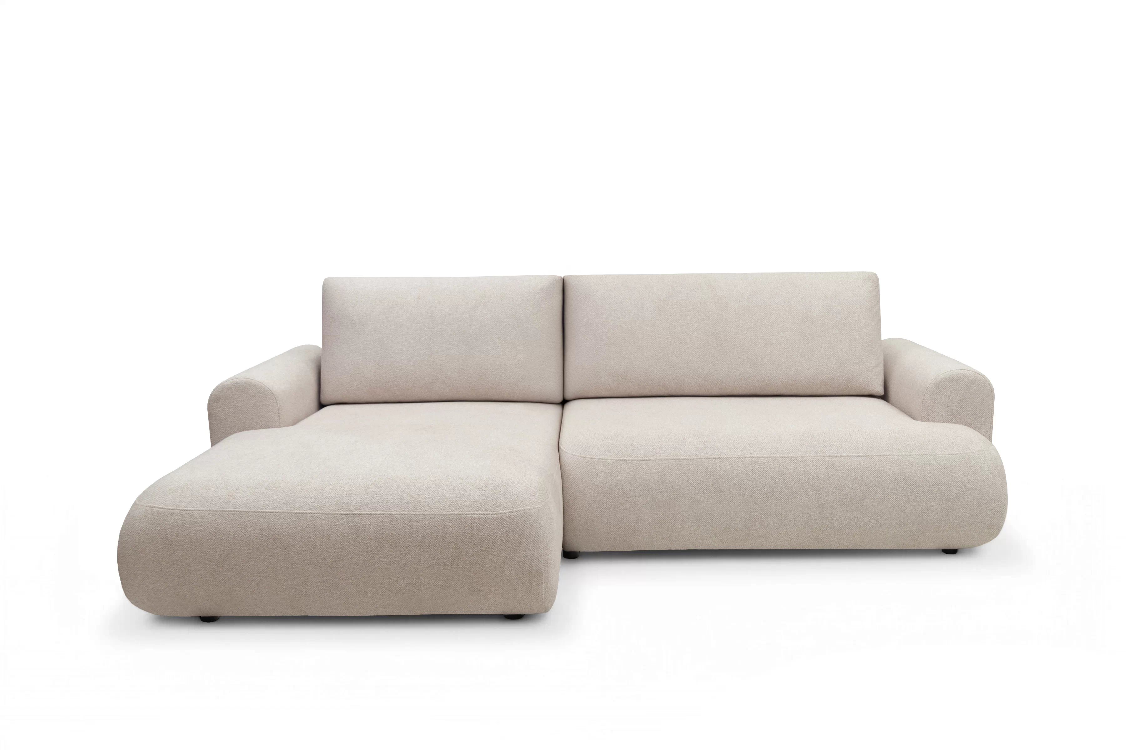Rohová sedačka Lotulis Mini s rozkladom ľavostranná - krémová hydrofóbna látka Blur 01 Rohová sedacia súprava Lotulis Mini s funkciou spánku Ľavá strana - kremowa dzianina hydrofobowa Blur 01 