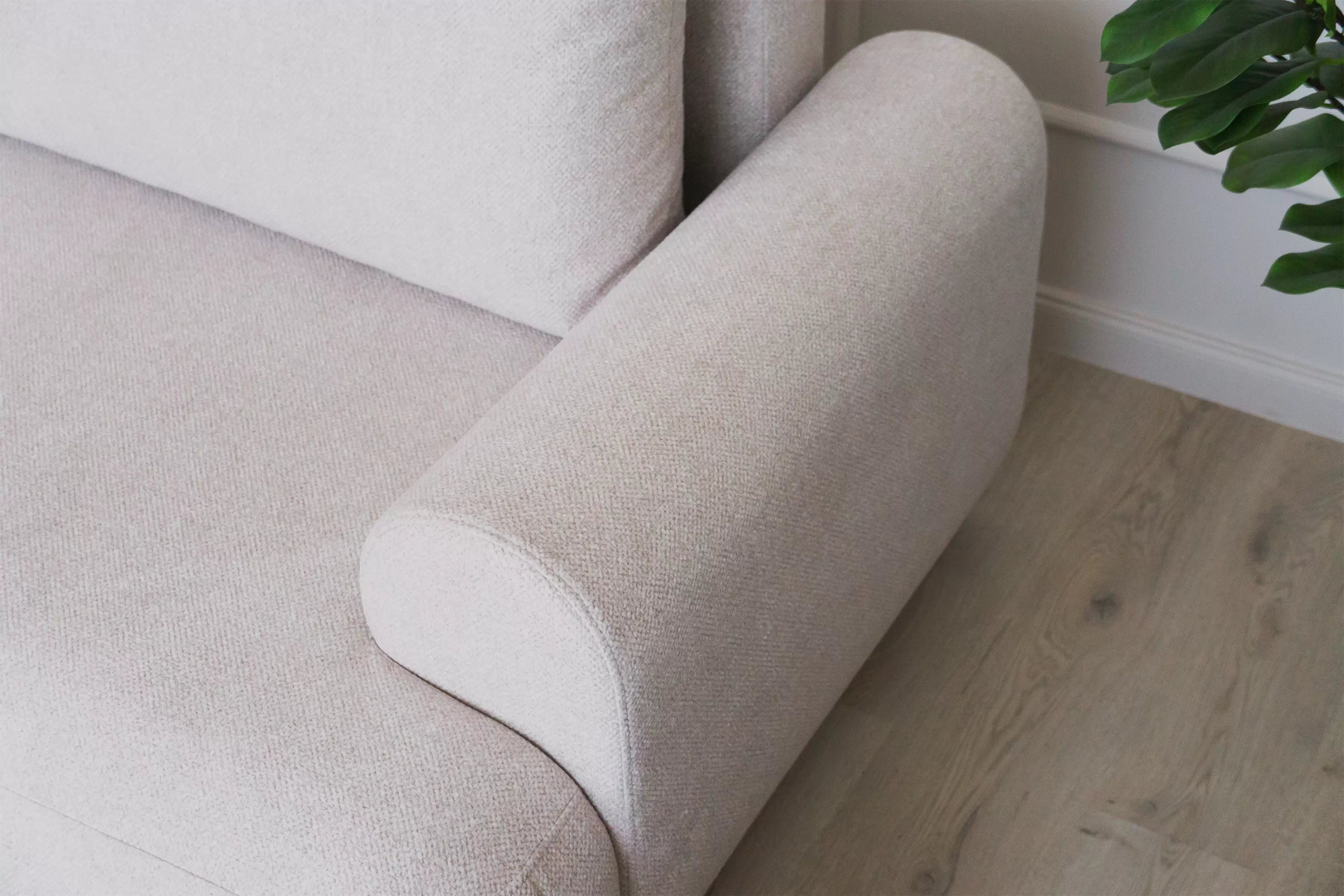 Rohová sedačka Lotulis Mini s rozkladom ľavostranná - krémová hydrofóbna látka Blur 01 Rohová sedacia súprava Lotulis Mini s funkciou spánku Ľavá strana - kremowa dzianina hydrofobowa Blur 01 