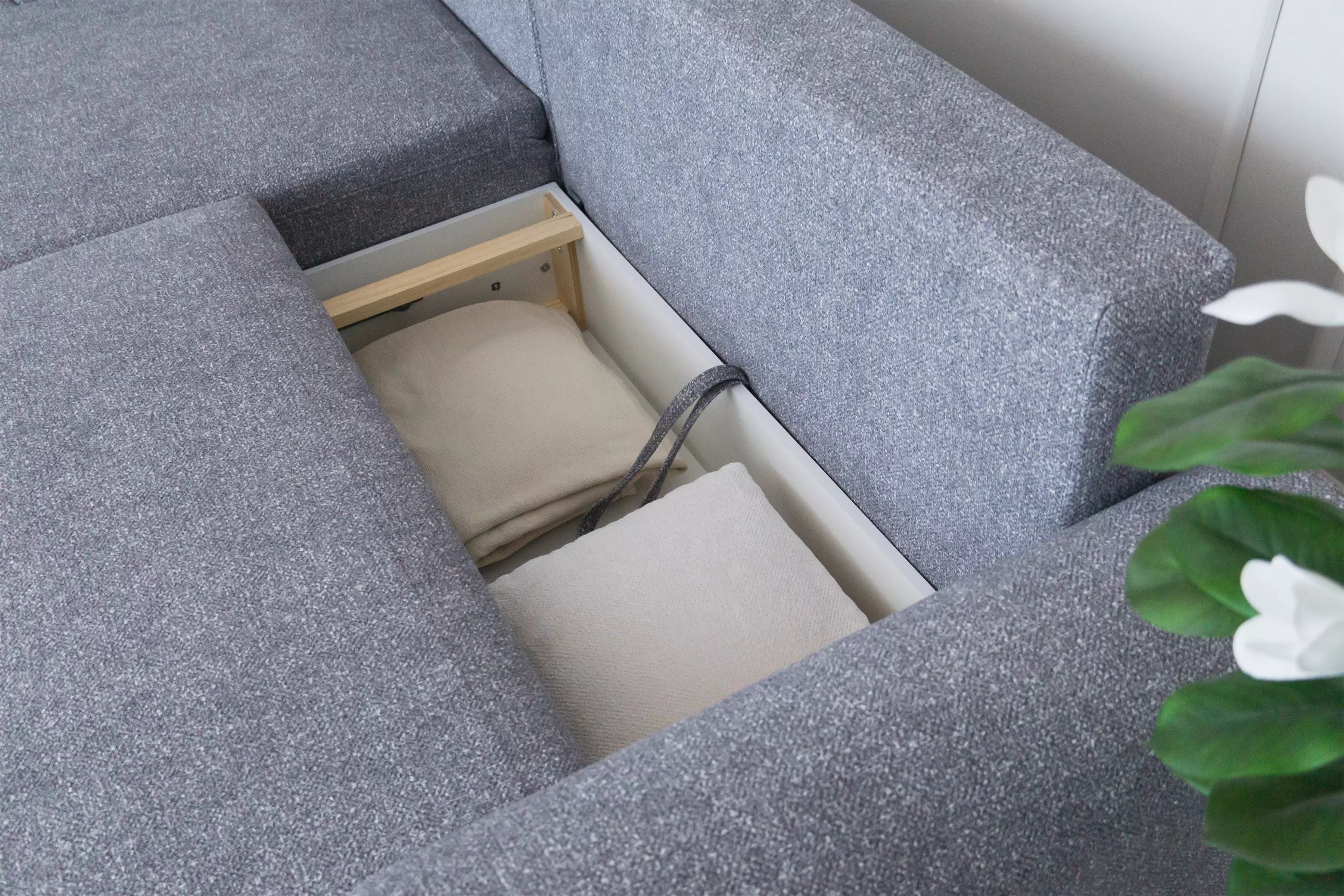 Rozkládací rohová sedací souprava Lotulis Mini levá - šedá Blur 18 Rohová sedací souprava Lotulis Mini rozkládací levá - šedá Pletenina hydrofobowa Blur 18 