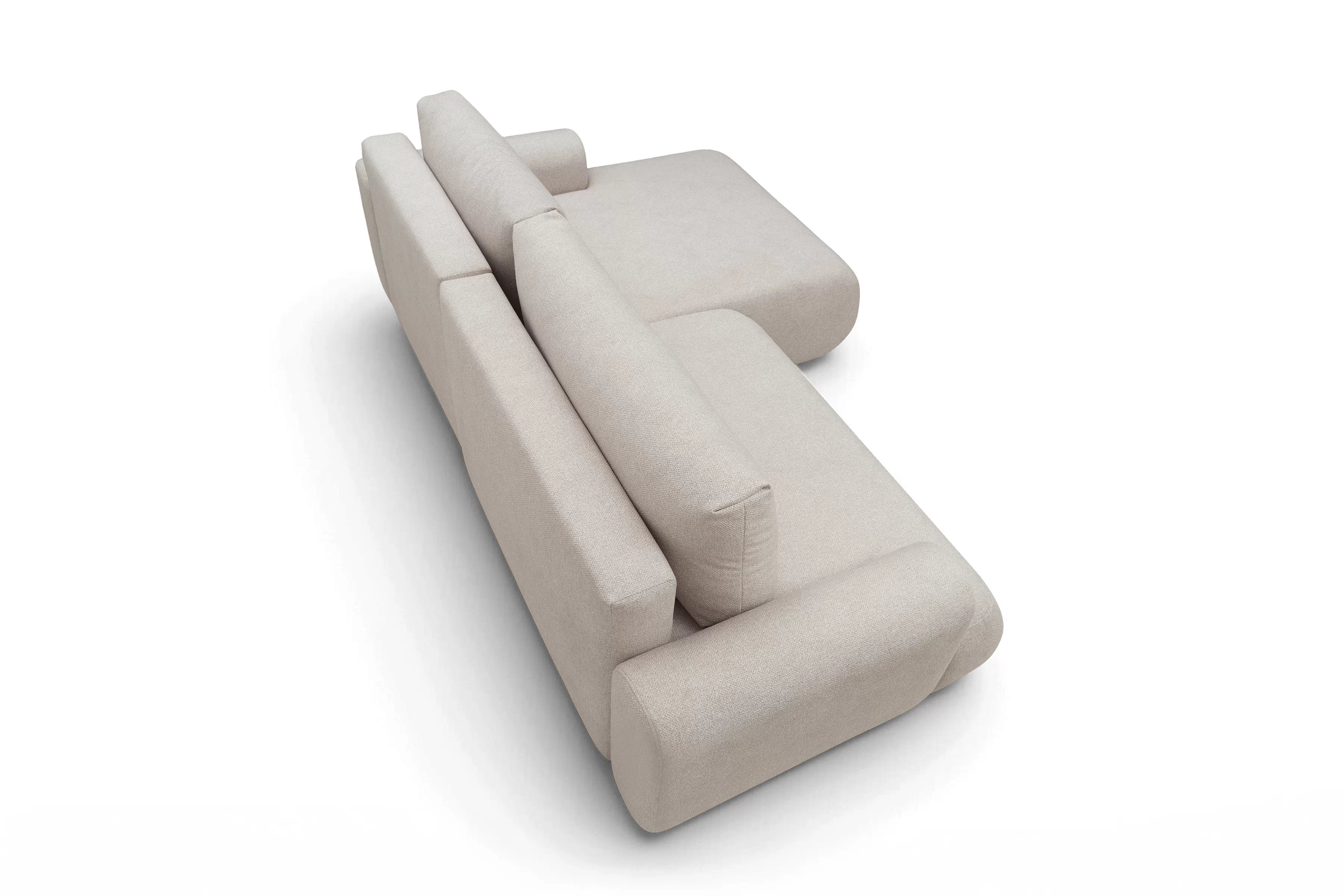 Rohová pohovka Lotulis Mini s rozkladem pravostranná - krémová hydrofobní tkanina Blur 01 Rohová sedací souprava Lotulis Mini rozkládací pravá - kremowa Pletenina hydrofobowa Blur 01