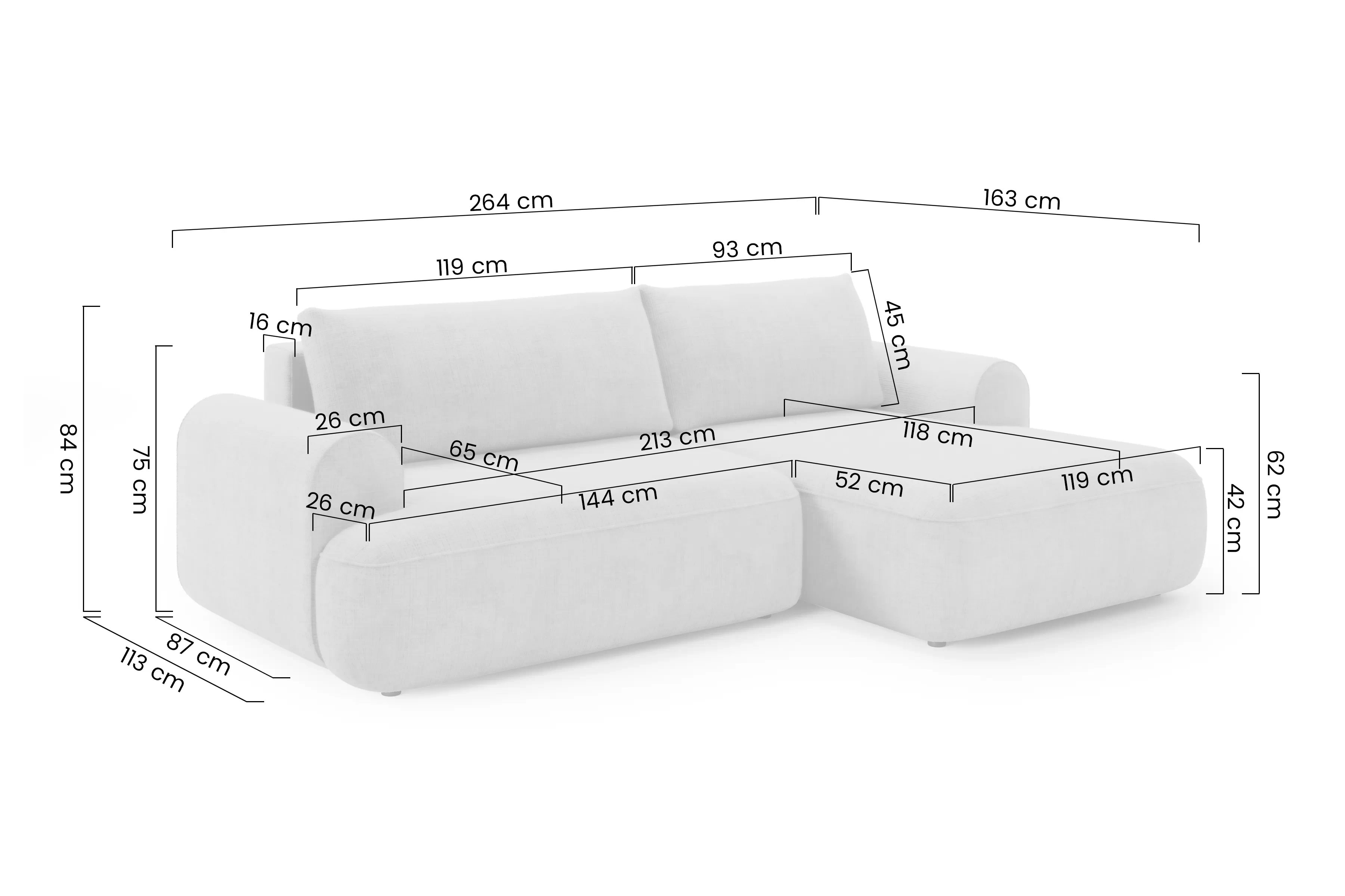 Rozkládací rohová sedací souprava Lotulis Mini pravá - popelavá Cremona 81 Rohová sedací souprava Lotulis Mini rozkládací pravá - popelavá šenil Cremona 81 