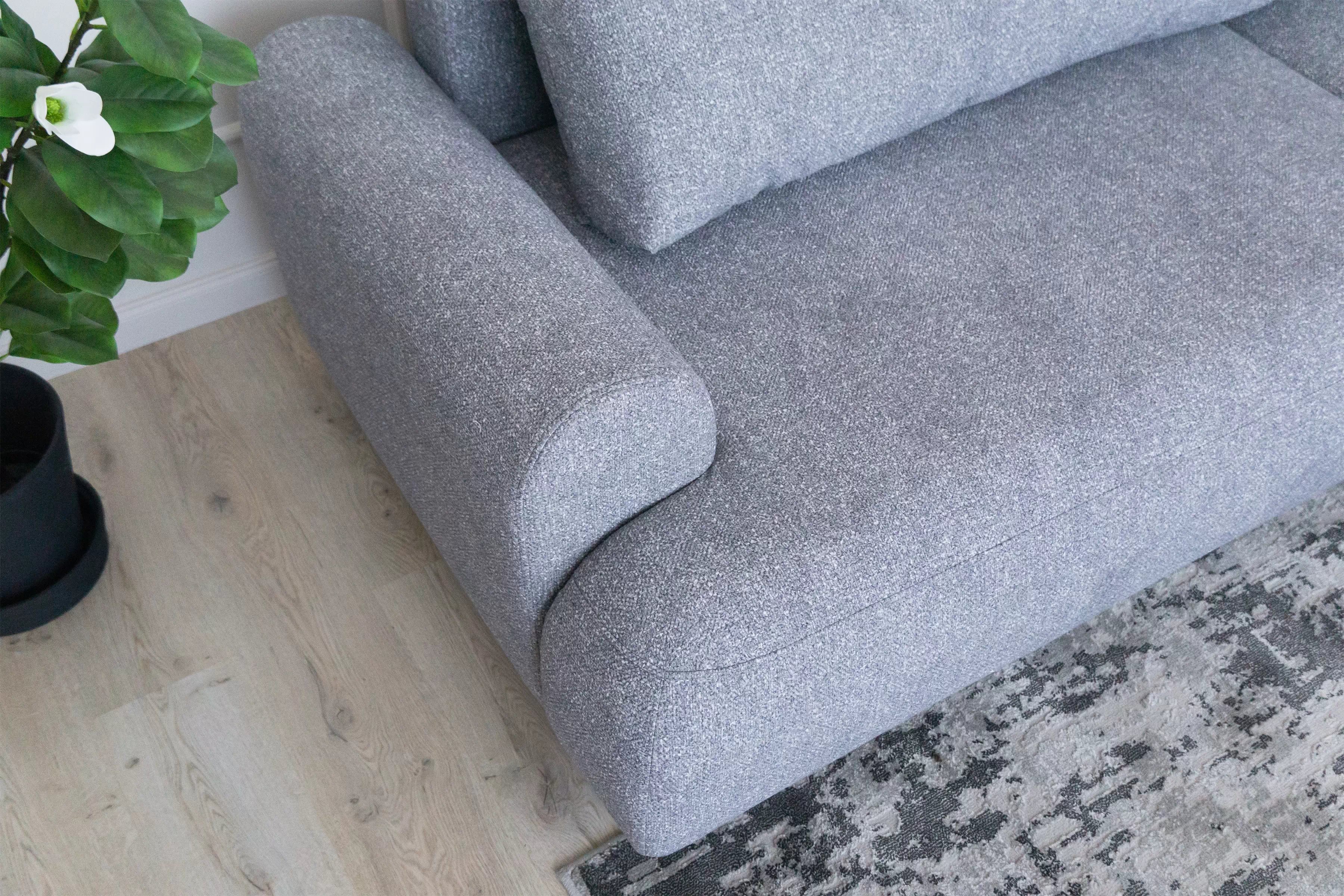 Rozkládací rohová sedací souprava Lotulis Mini pravá - šedá Blur 18 Rohová sedací souprava Lotulis Mini rozkládací pravá - šedá Pletenina hydrofobowa Blur 18