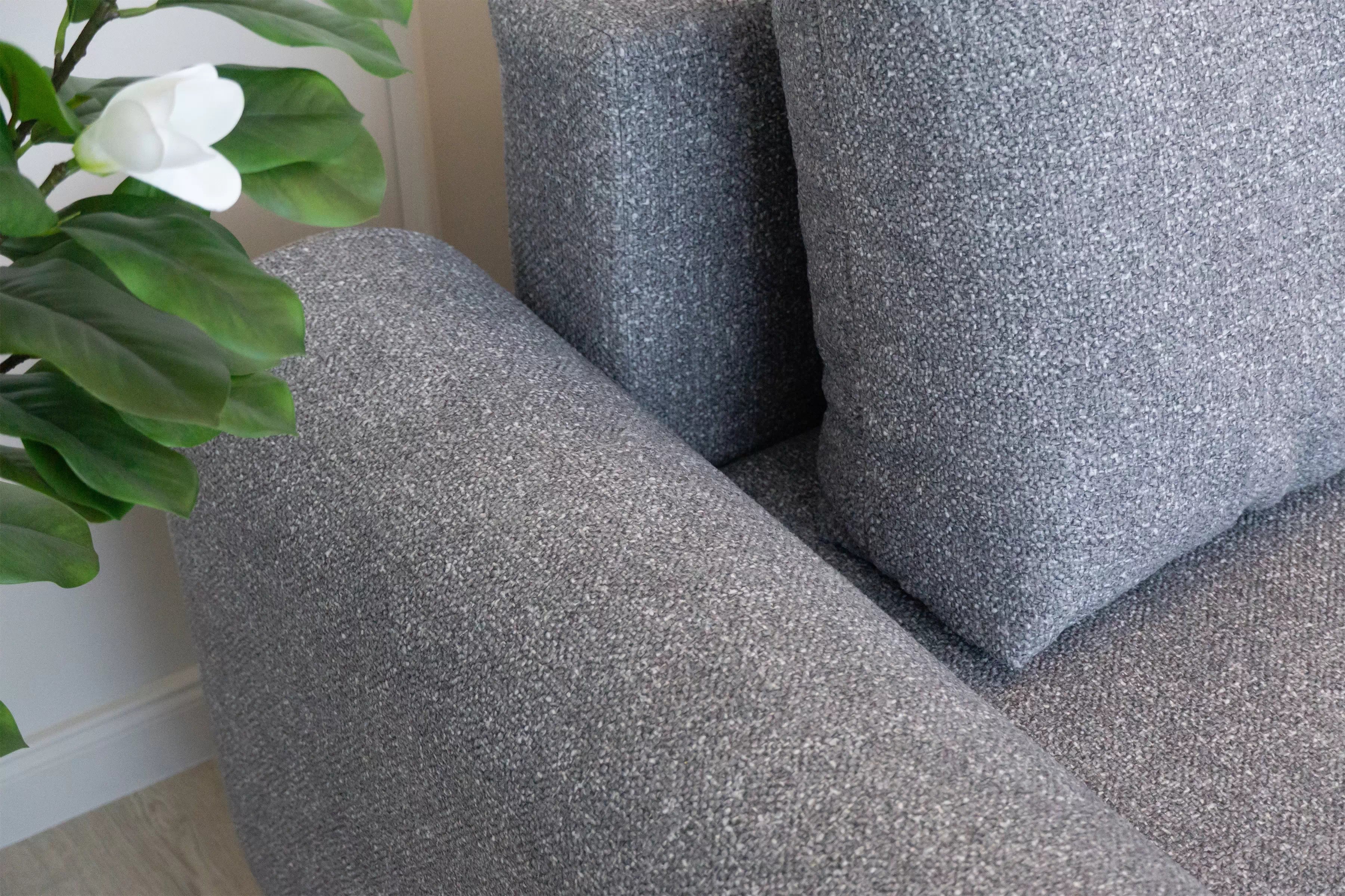 Rozkládací rohová sedací souprava Lotulis Mini pravá - šedá Blur 18 Rohová sedací souprava Lotulis Mini rozkládací pravá - šedá Pletenina hydrofobowa Blur 18