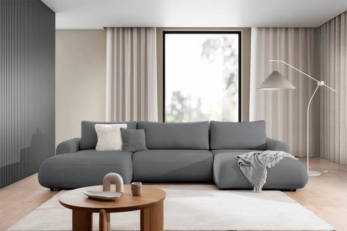 Rozkladacia rohová sedacia súprava Lotulis U - sivá pletenina Ado 1614 Rohová sedacia súprava Lotulis U s funkciou spánku - šedá plecionka Ado 1614 