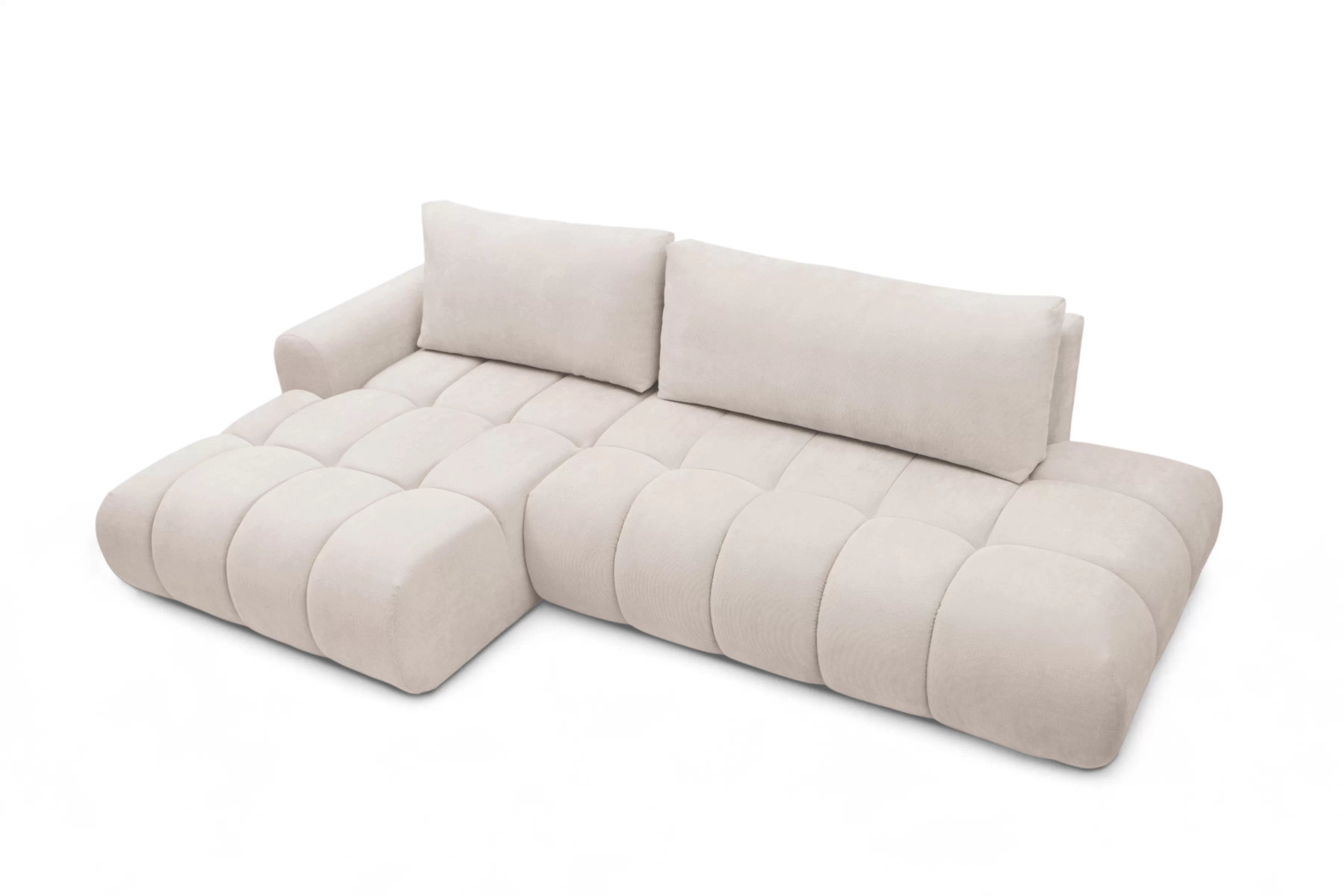 Rozkladacia rohová sedačka Lutario L II ľavá - béžová hydrofóbna pletenina Venice 2026 Rohová sedacia súprava Lutario L II s funkciou spánku Ľavá strana - Béžová plecionka hydrofobowa Venice 2026