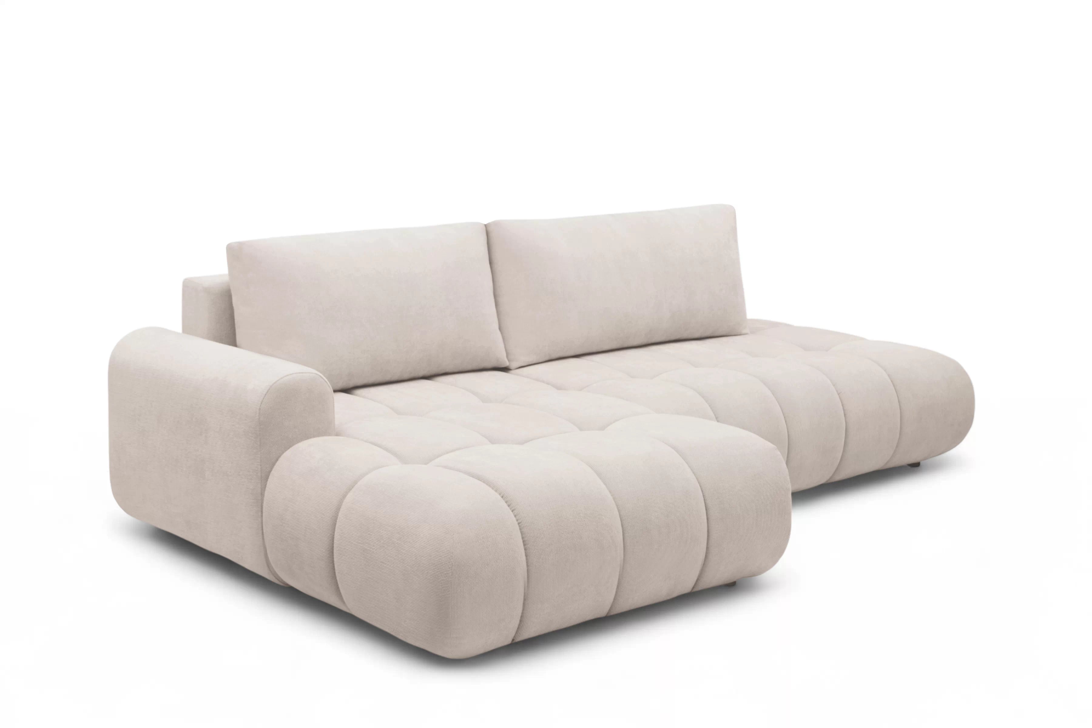 Rozkladacia rohová sedačka Lutario L II ľavá - béžová hydrofóbna pletenina Venice 2026 Rohová sedacia súprava Lutario L II s funkciou spánku Ľavá strana - Béžová plecionka hydrofobowa Venice 2026