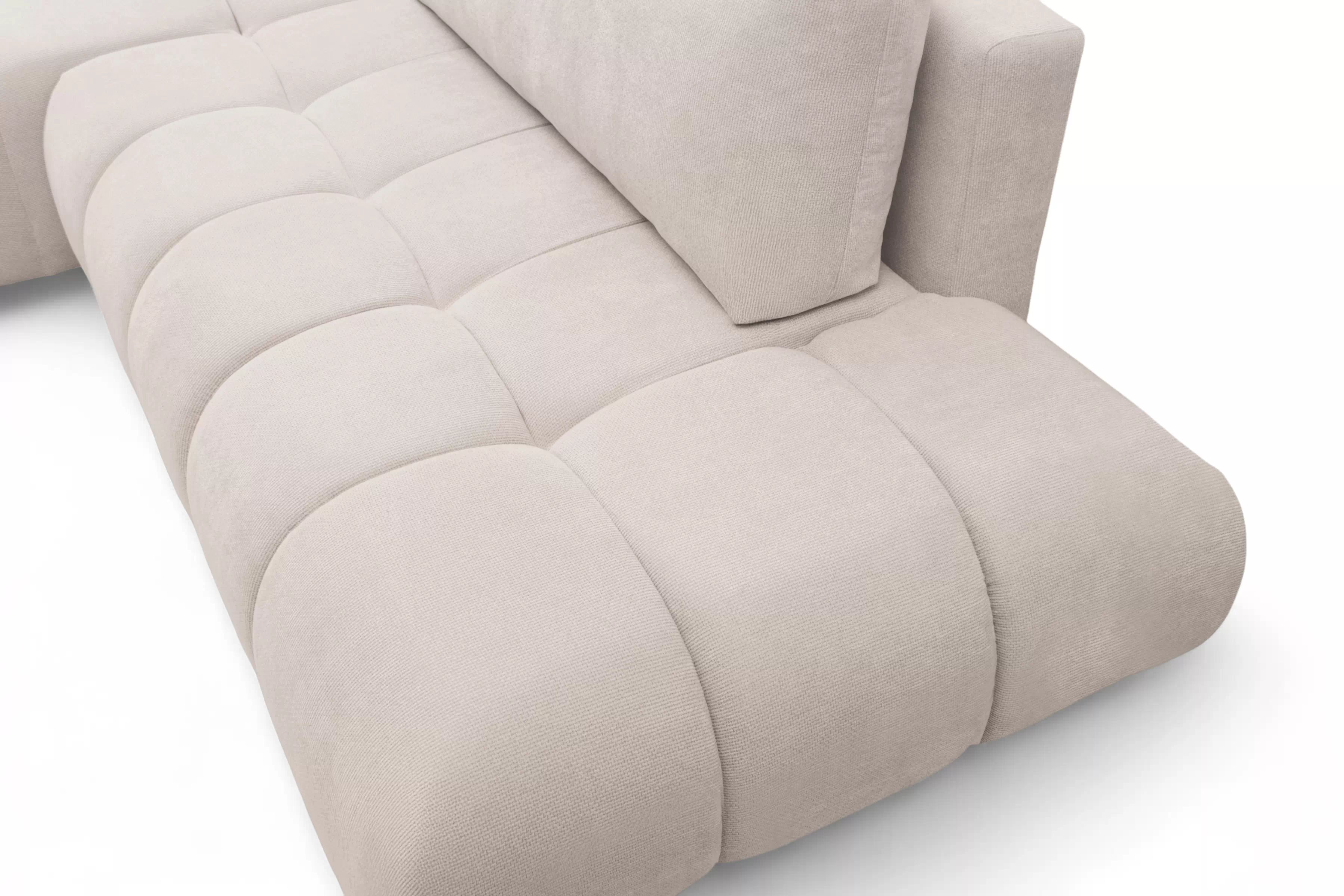 Rozkladacia rohová sedačka Lutario L II ľavá - béžová hydrofóbna pletenina Venice 2026 Rohová sedacia súprava Lutario L II s funkciou spánku Ľavá strana - Béžová plecionka hydrofobowa Venice 2026