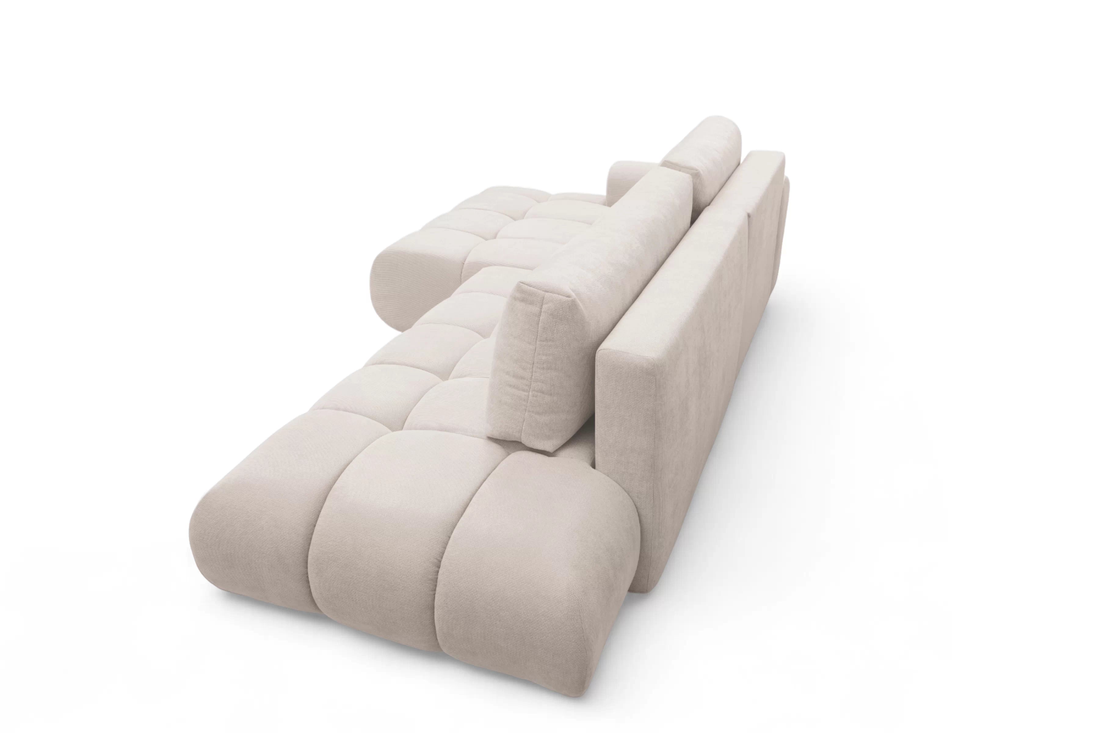 Rozkladacia rohová sedačka Lutario L II ľavá - béžová hydrofóbna pletenina Venice 2026 Rohová sedacia súprava Lutario L II s funkciou spánku Ľavá strana - Béžová plecionka hydrofobowa Venice 2026