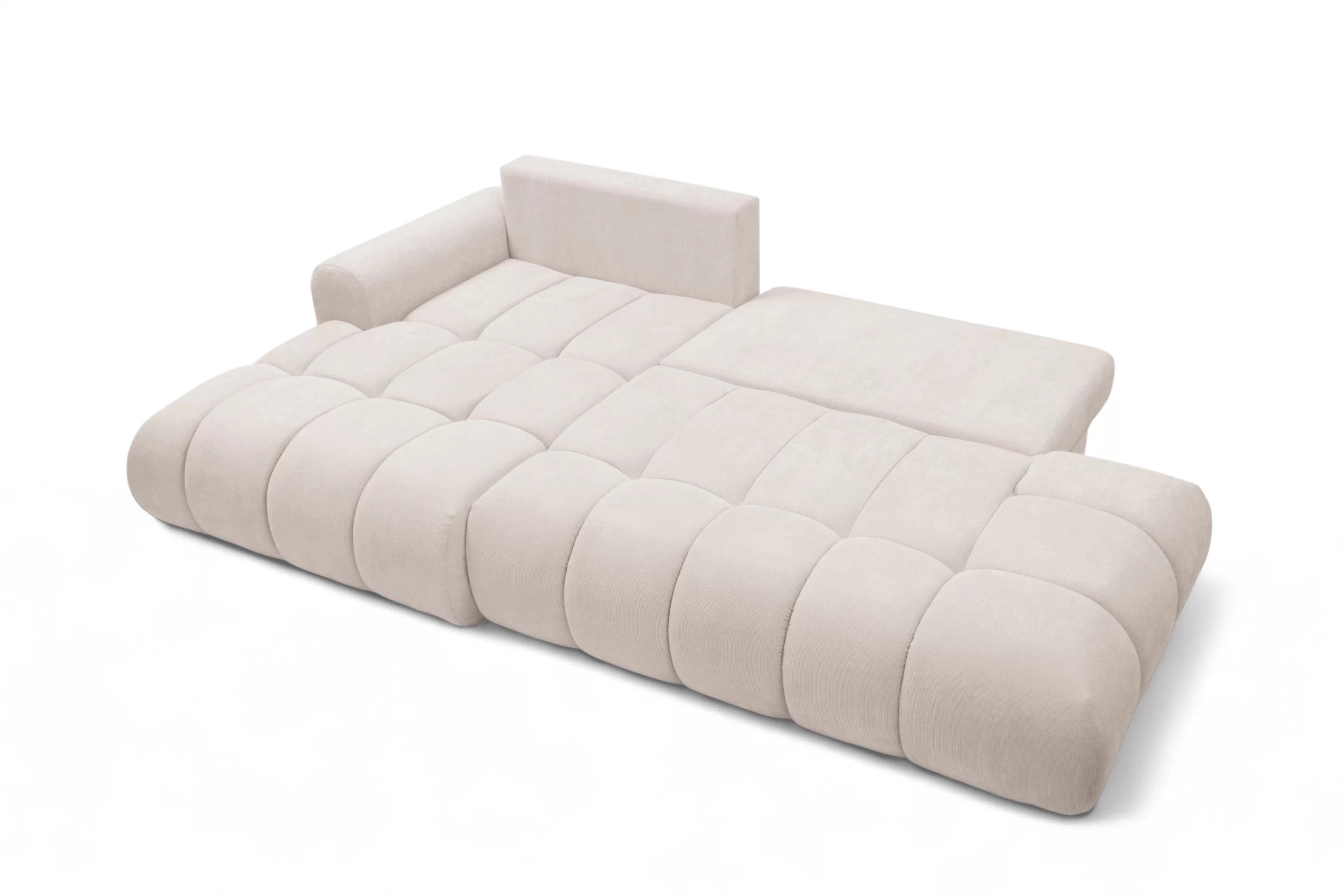 Rozkladacia rohová sedačka Lutario L II ľavá - béžová hydrofóbna pletenina Venice 2026 Rohová sedacia súprava Lutario L II s funkciou spánku Ľavá strana - Béžová plecionka hydrofobowa Venice 2026