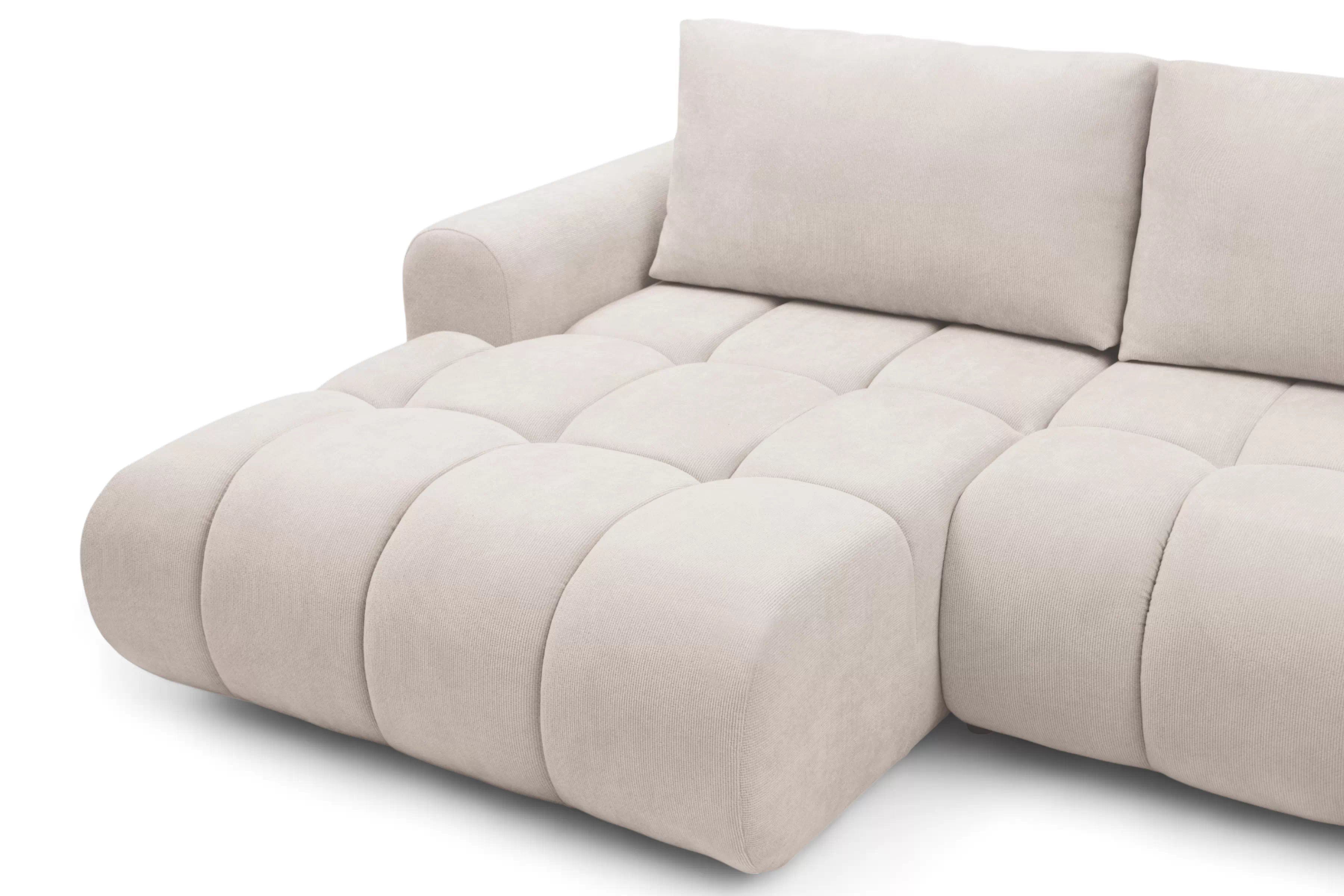 Rozkladacia rohová sedačka Lutario L II ľavá - béžová hydrofóbna pletenina Venice 2026 Rohová sedacia súprava Lutario L II s funkciou spánku Ľavá strana - Béžová plecionka hydrofobowa Venice 2026