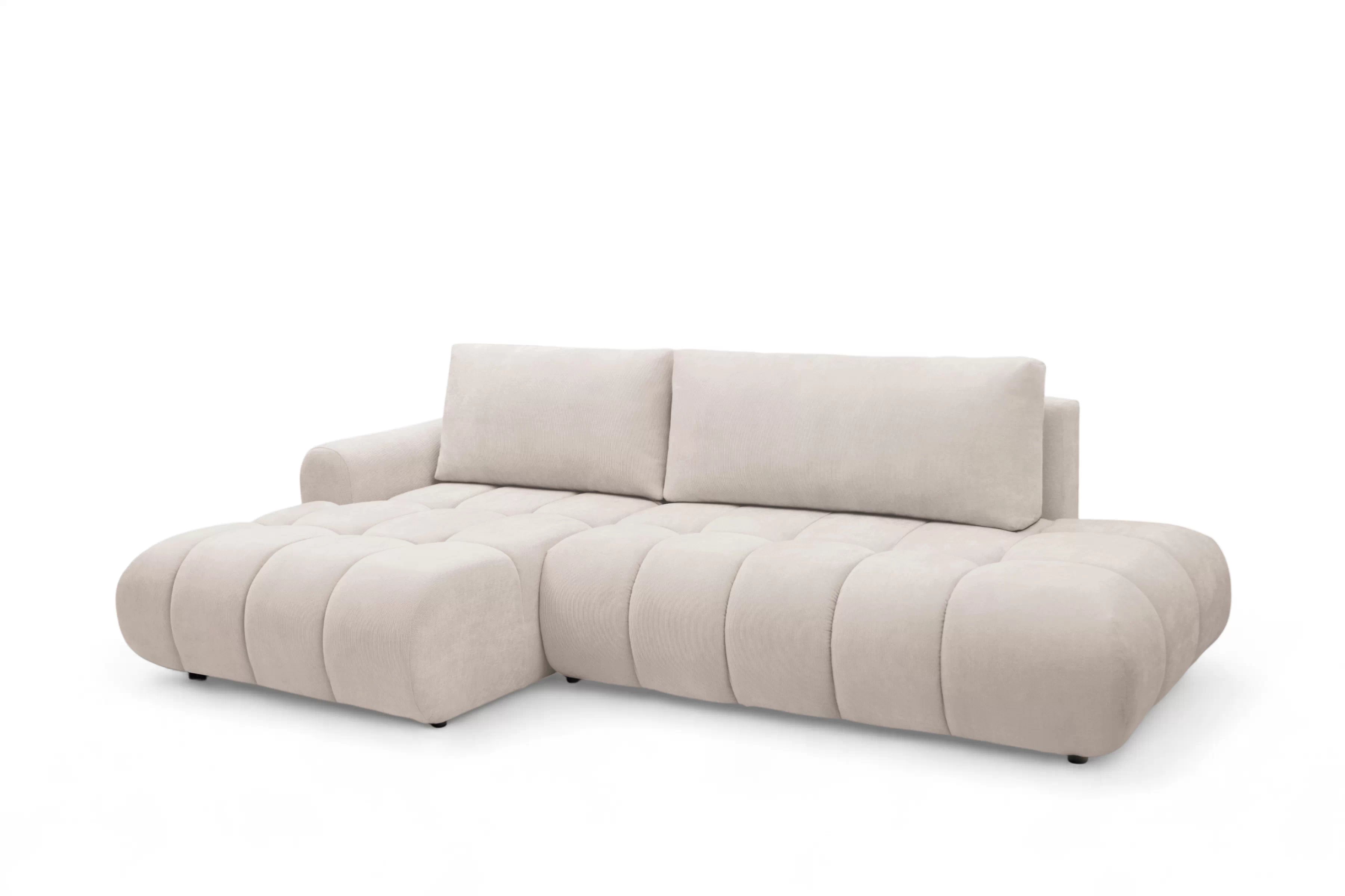 Rozkladacia rohová sedačka Lutario L II ľavá - béžová hydrofóbna pletenina Venice 2026 Rohová sedacia súprava Lutario L II s funkciou spánku Ľavá strana - Béžová plecionka hydrofobowa Venice 2026