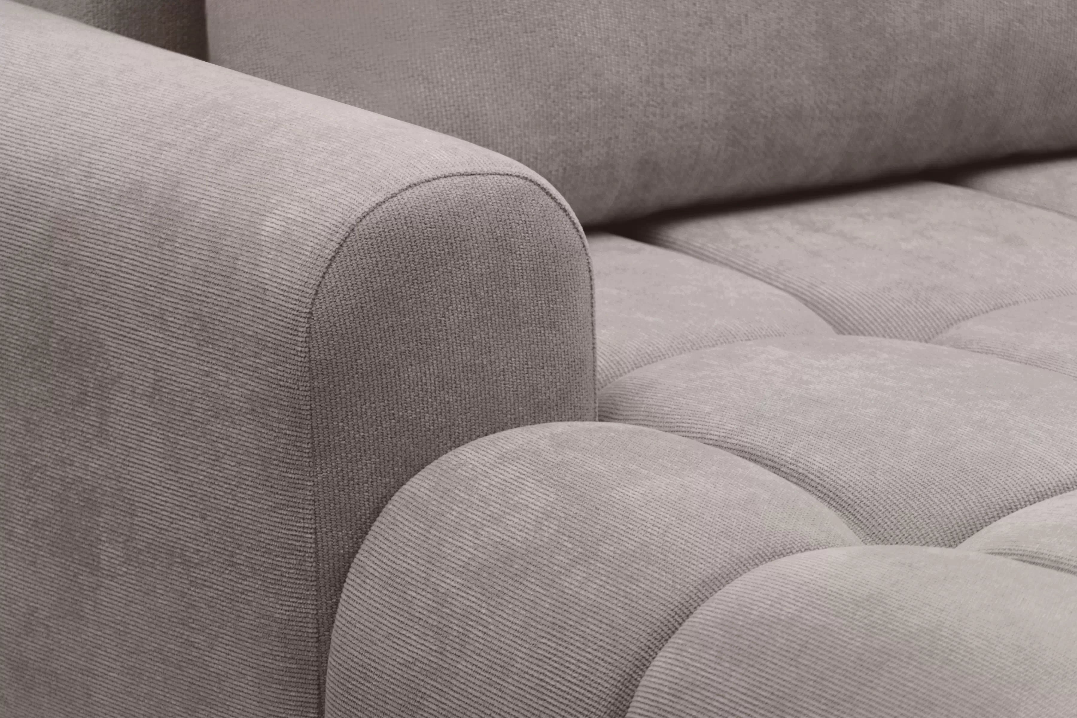 Rohová rozkládací pohovka Lutario L II levá s funkcí spánku - tmavě béžová hydrofobní tkanina Venice 2031 Rohová sedací souprava Lutario L II rozkládací levá - ciemnobezowa plecionka hydrofobowa Venice 2031