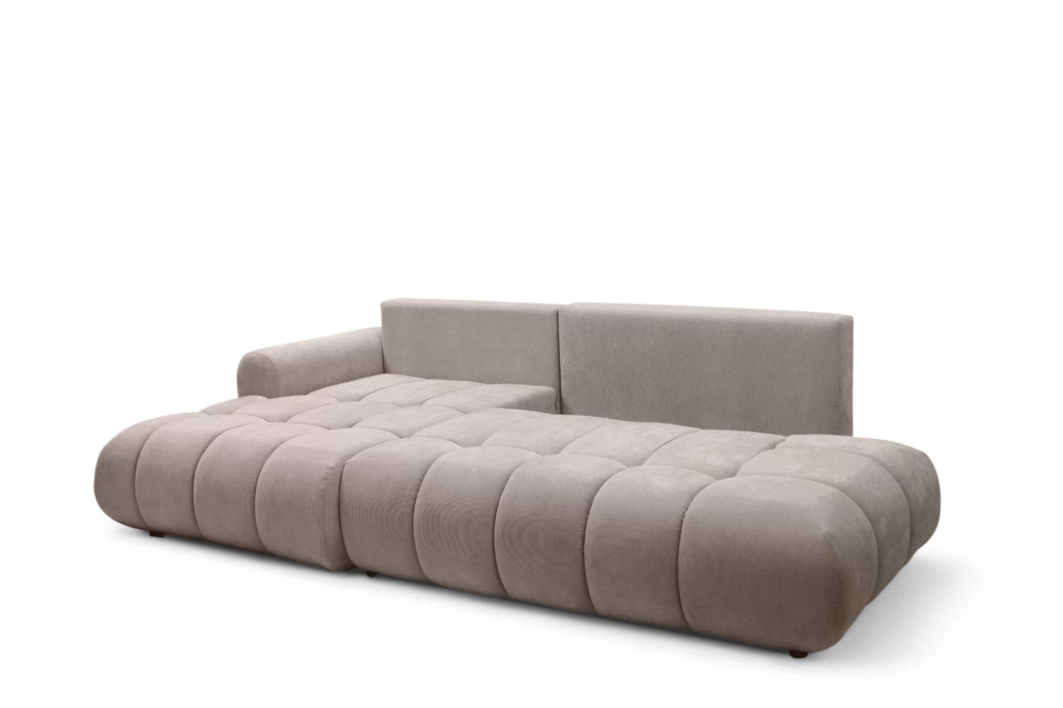 Rohová rozkládací pohovka Lutario L II levá s funkcí spánku - tmavě béžová hydrofobní tkanina Venice 2031 Rohová sedací souprava Lutario L II rozkládací levá - ciemnobezowa plecionka hydrofobowa Venice 2031