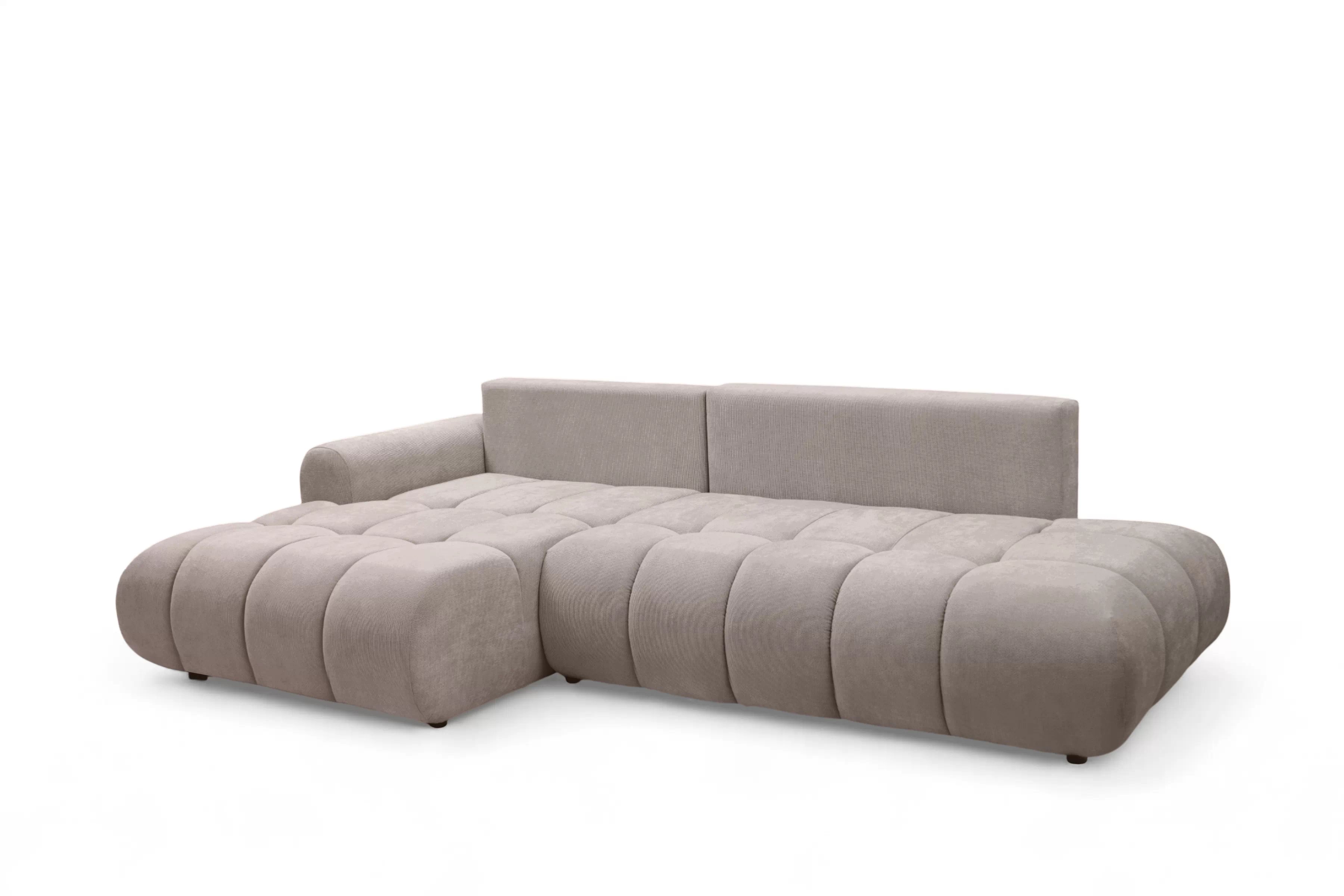 Rohová rozkládací pohovka Lutario L II levá s funkcí spánku - tmavě béžová hydrofobní tkanina Venice 2031 Rohová sedací souprava Lutario L II rozkládací levá - ciemnobezowa plecionka hydrofobowa Venice 2031