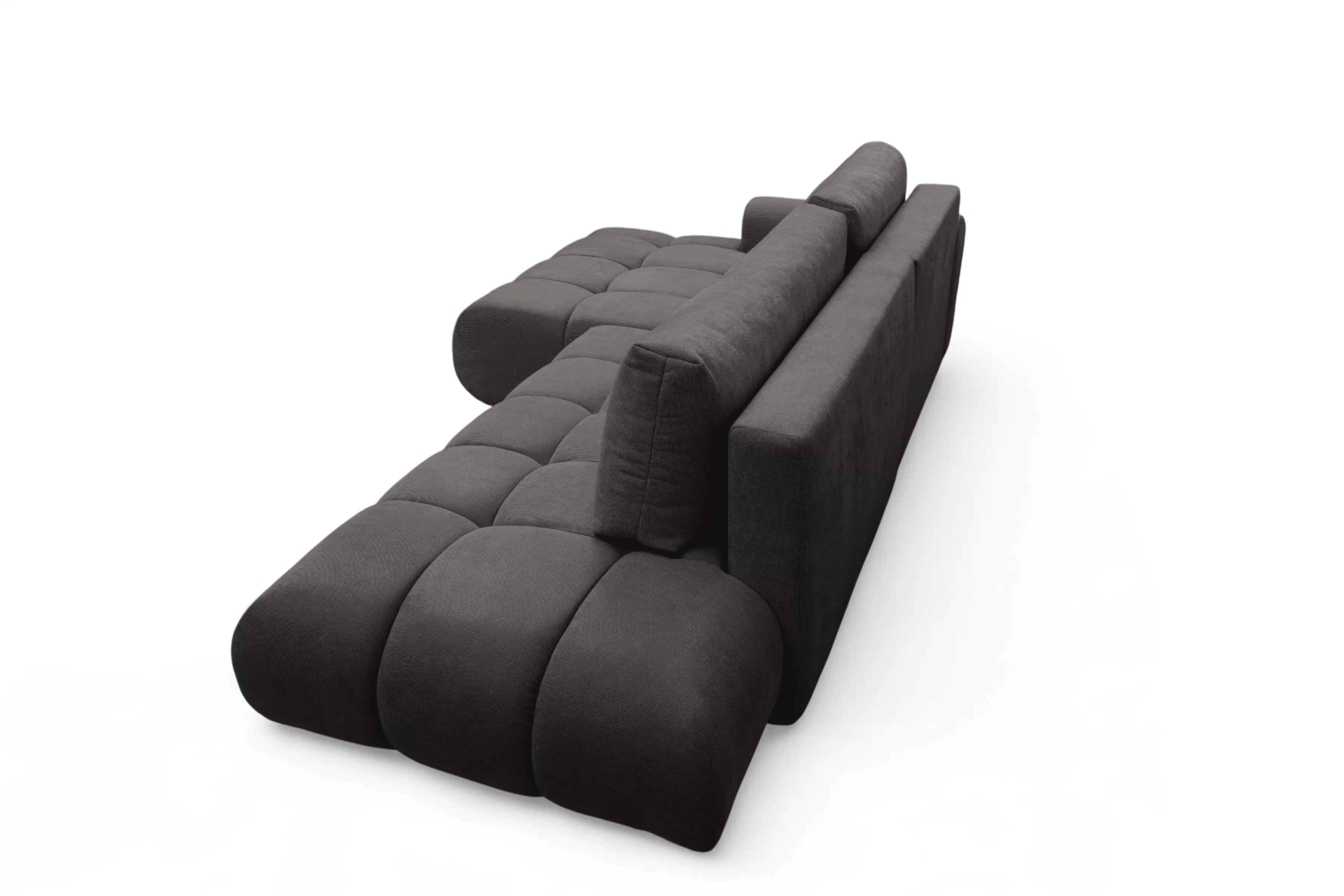 Rohová pohovka Lutario L II s rozkladem levostranná - tmavě šedá hydrofobní tkanina Venice 2021 Rohová sedací souprava Lutario L II rozkládací levá - ciemnoszara plecionka hydrofobowa Venice 2021