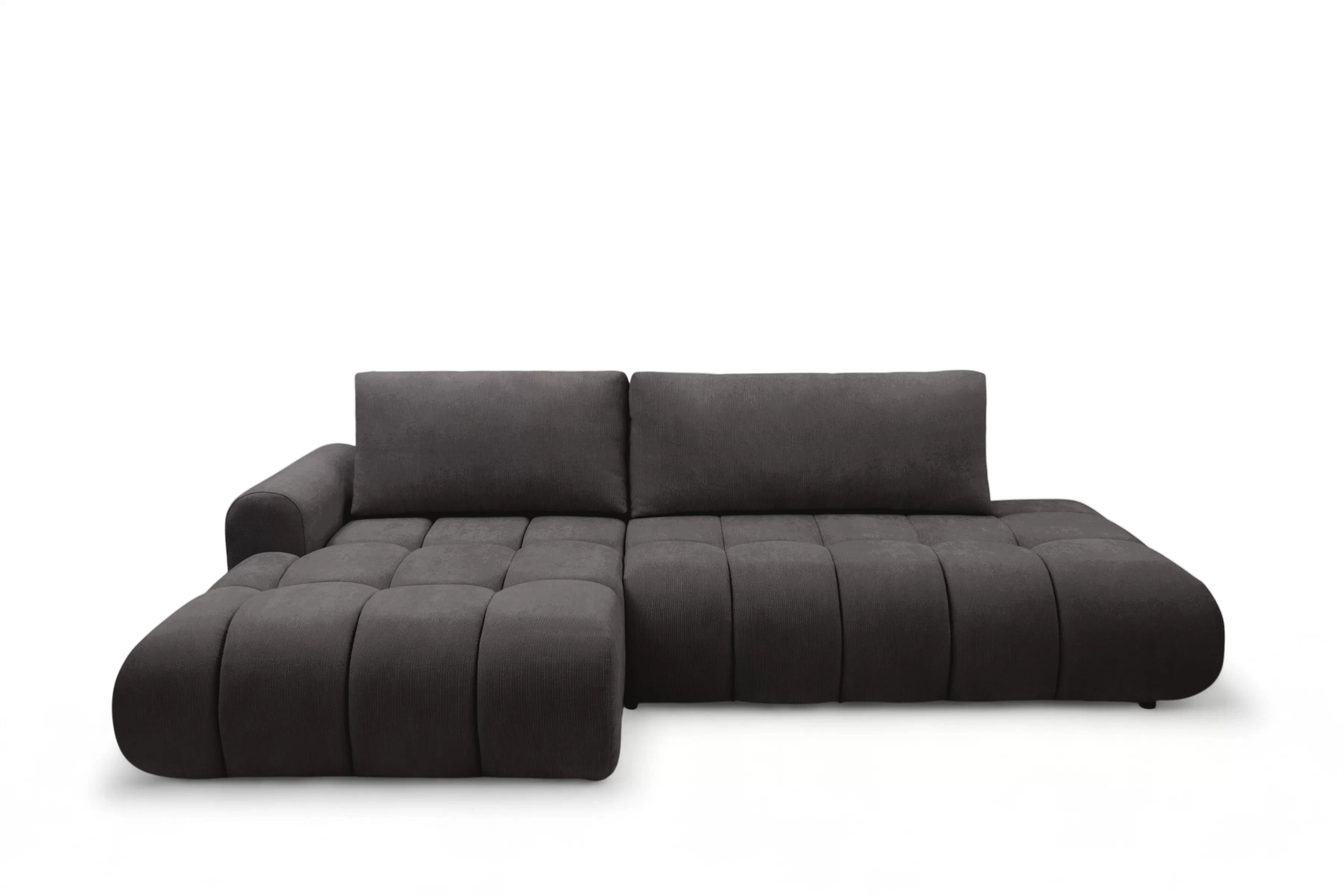 Rohová pohovka Lutario L II s rozkladem levostranná - tmavě šedá hydrofobní tkanina Venice 2021 Rohová sedací souprava Lutario L II rozkládací levá - ciemnoszara plecionka hydrofobowa Venice 2021