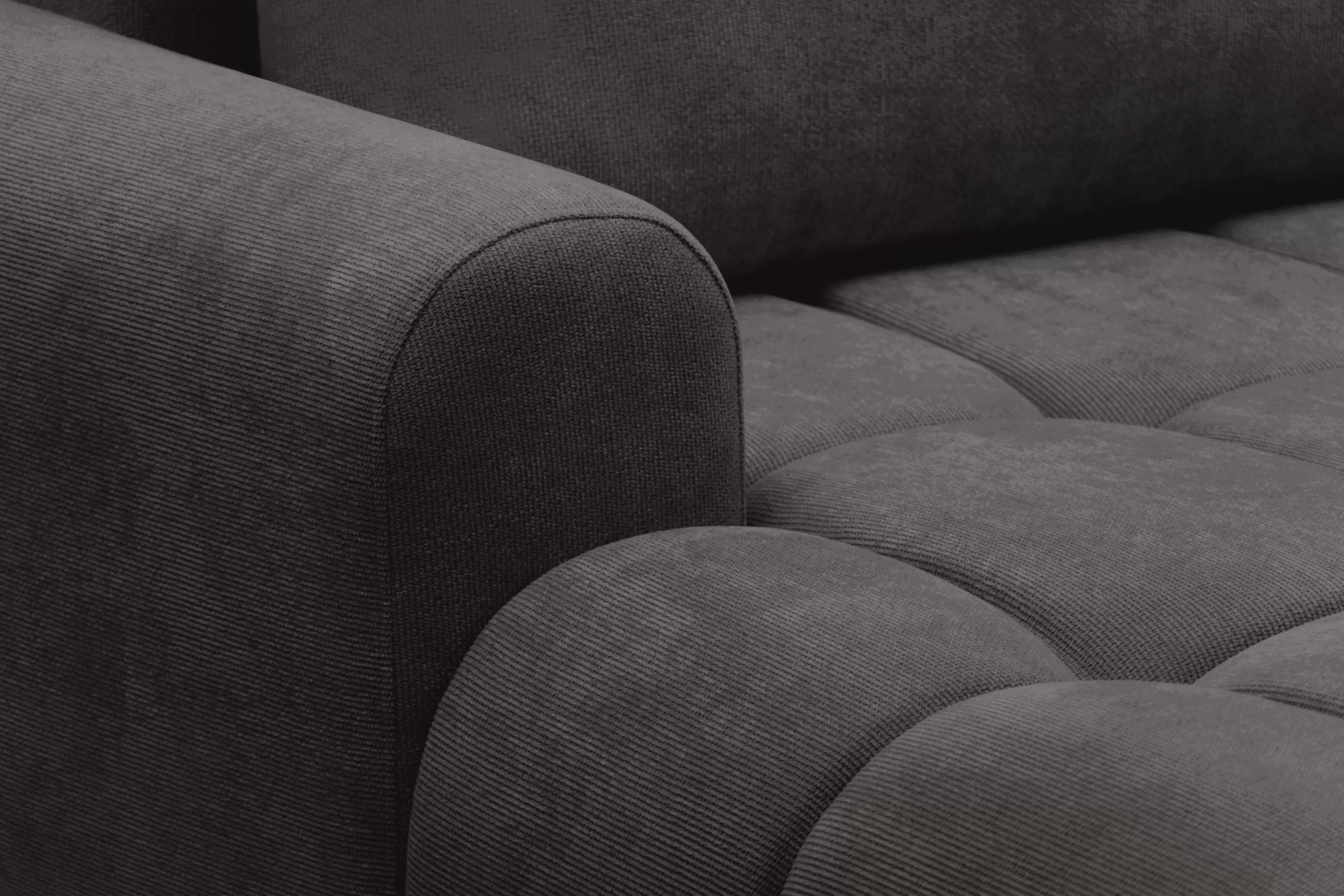 Rohová pohovka Lutario L II s rozkladem levostranná - tmavě šedá hydrofobní tkanina Venice 2021 Rohová sedací souprava Lutario L II rozkládací levá - ciemnoszara plecionka hydrofobowa Venice 2021