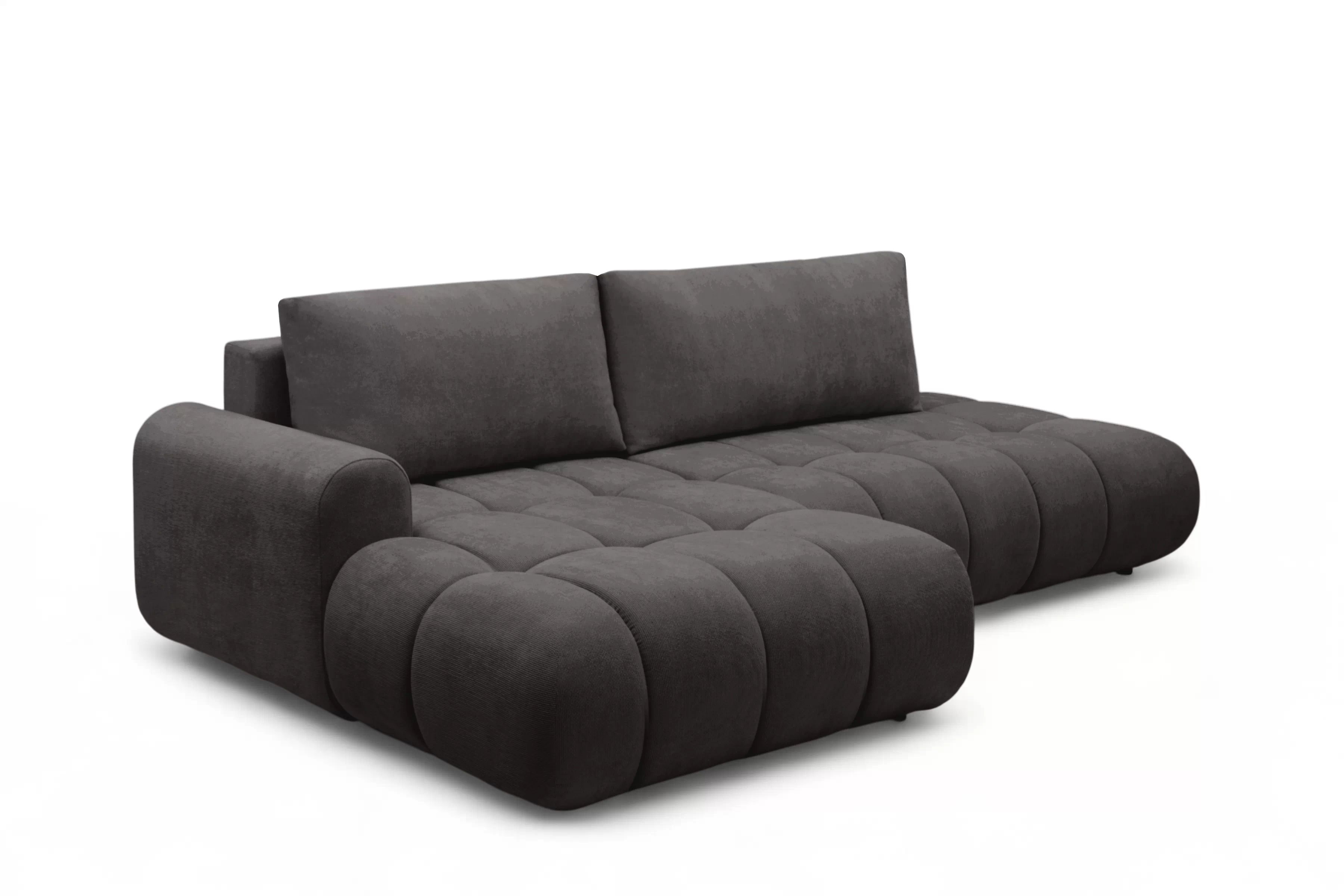 Rohová pohovka Lutario L II s rozkladem levostranná - tmavě šedá hydrofobní tkanina Venice 2021 Rohová sedací souprava Lutario L II rozkládací levá - ciemnoszara plecionka hydrofobowa Venice 2021