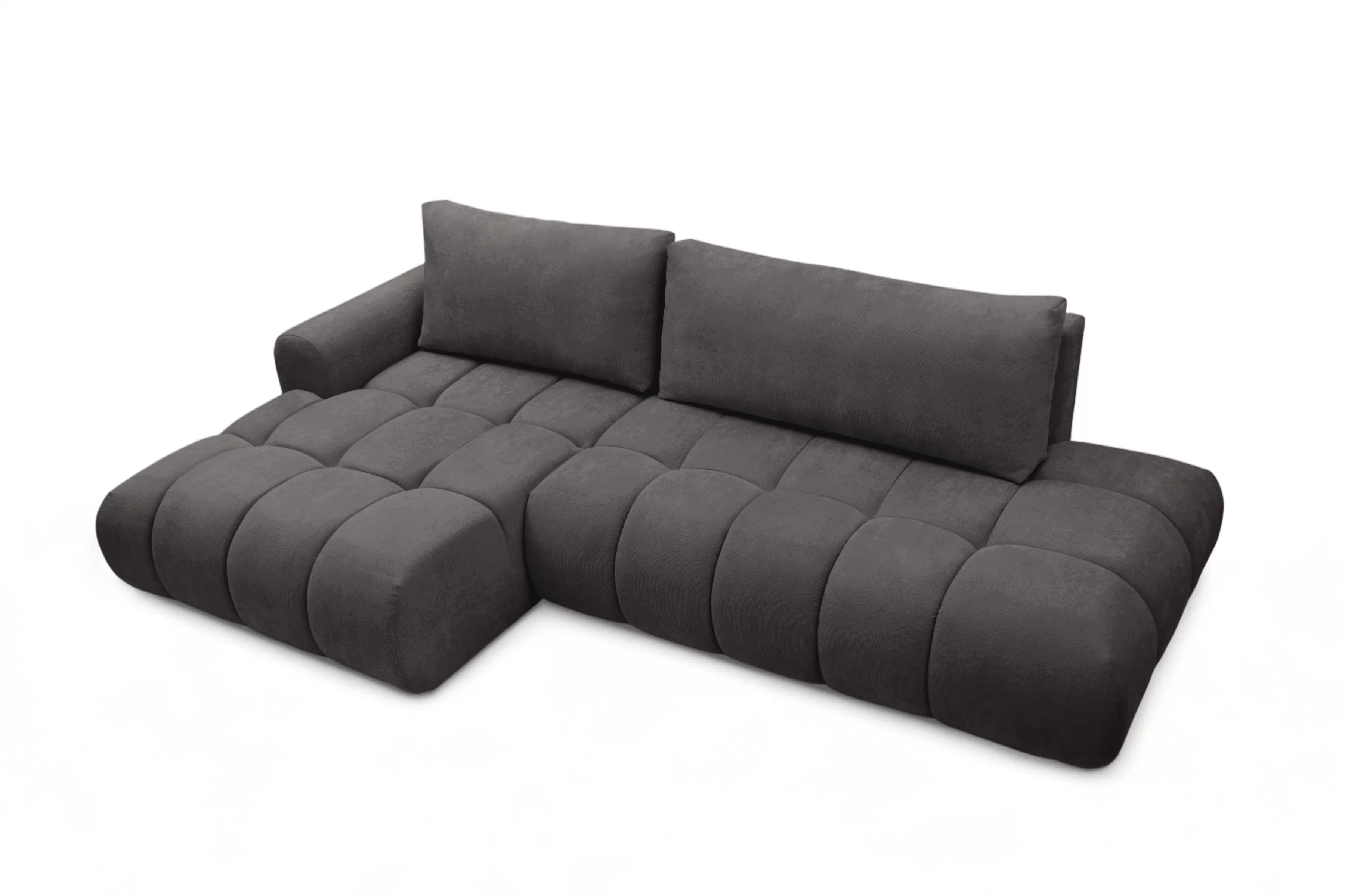 Rohová pohovka Lutario L II s rozkladem levostranná - tmavě šedá hydrofobní tkanina Venice 2021 Rohová sedací souprava Lutario L II rozkládací levá - ciemnoszara plecionka hydrofobowa Venice 2021