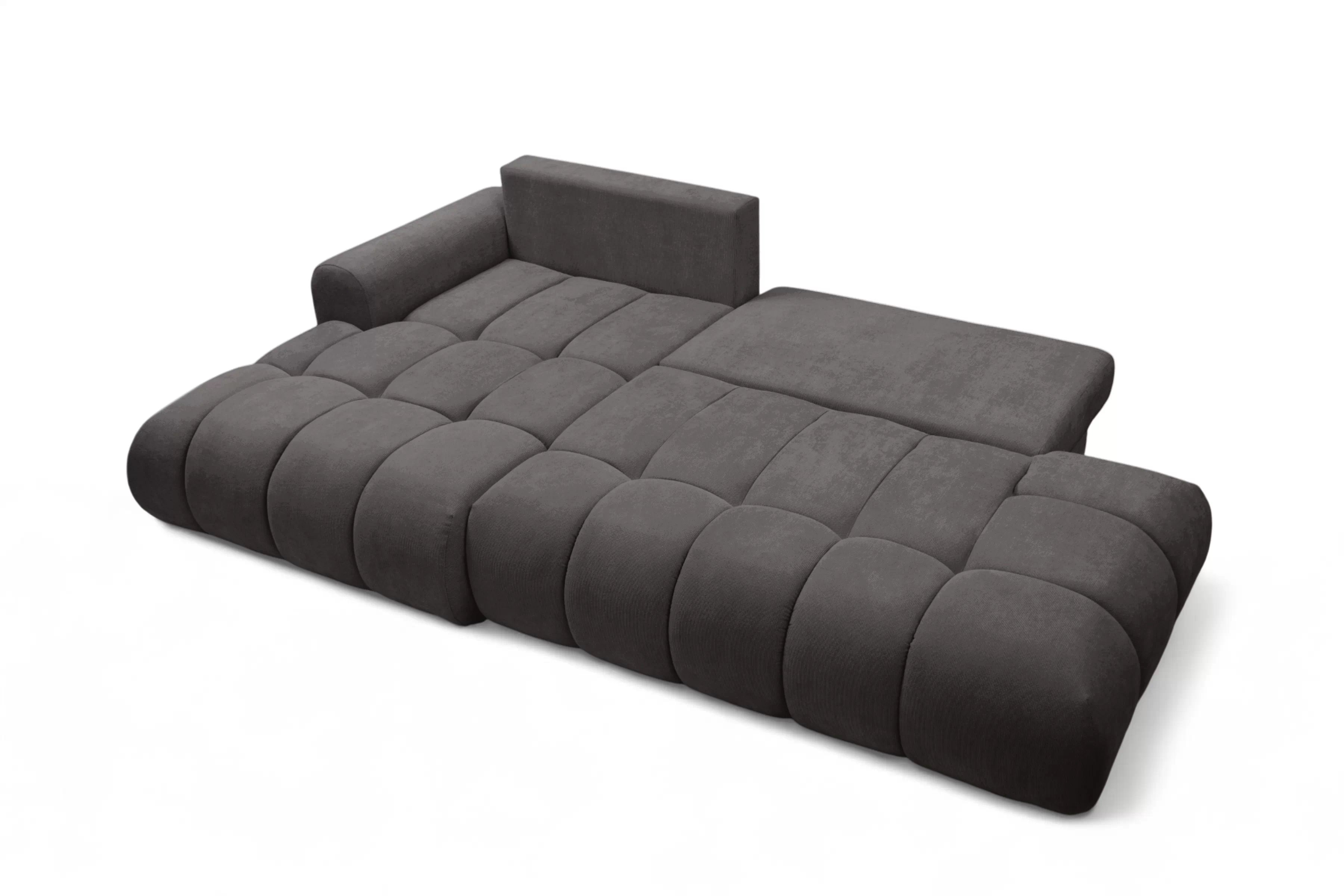 Rohová pohovka Lutario L II s rozkladem levostranná - tmavě šedá hydrofobní tkanina Venice 2021 Rohová sedací souprava Lutario L II rozkládací levá - ciemnoszara plecionka hydrofobowa Venice 2021