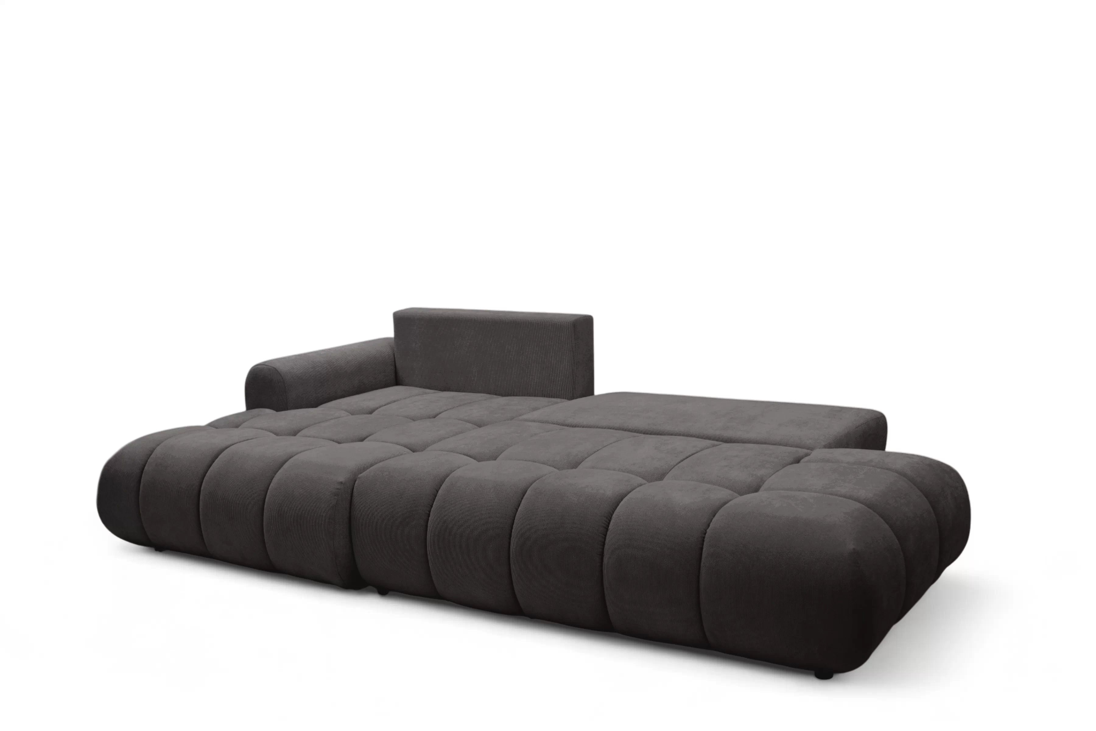 Rohová pohovka Lutario L II s rozkladem levostranná - tmavě šedá hydrofobní tkanina Venice 2021 Rohová sedací souprava Lutario L II rozkládací levá - ciemnoszara plecionka hydrofobowa Venice 2021