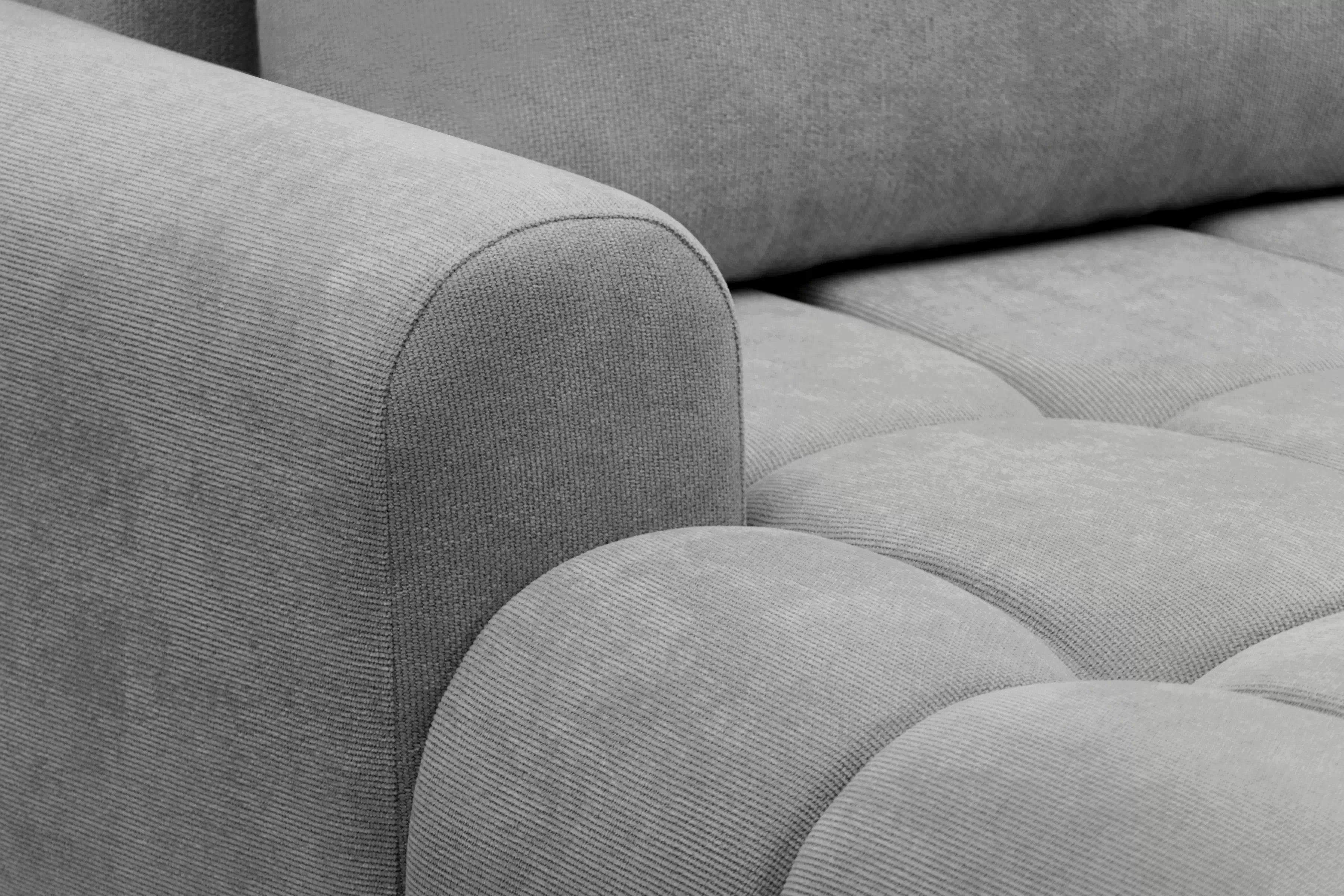 Rohová rozkládací pohovka Lutario L II levá s funkcí spánku - šedá hydrofobní tkanina Venice 2023 Rohová sedací souprava Lutario L II rozkládací levá - šedá plecionka hydrofobowa Venice 2023