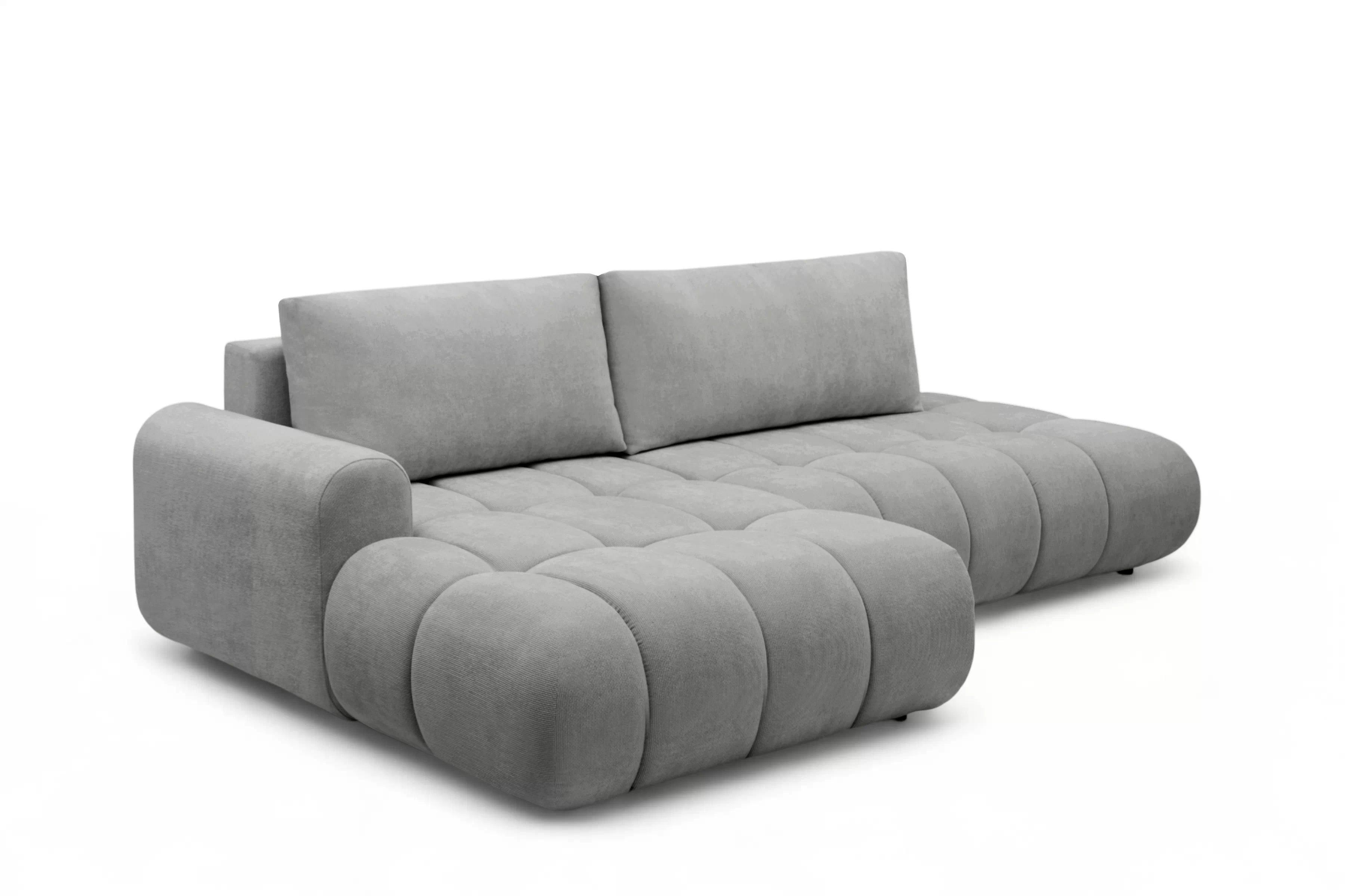 Rohová rozkládací pohovka Lutario L II levá s funkcí spánku - šedá hydrofobní tkanina Venice 2023 Rohová sedací souprava Lutario L II rozkládací levá - šedá plecionka hydrofobowa Venice 2023