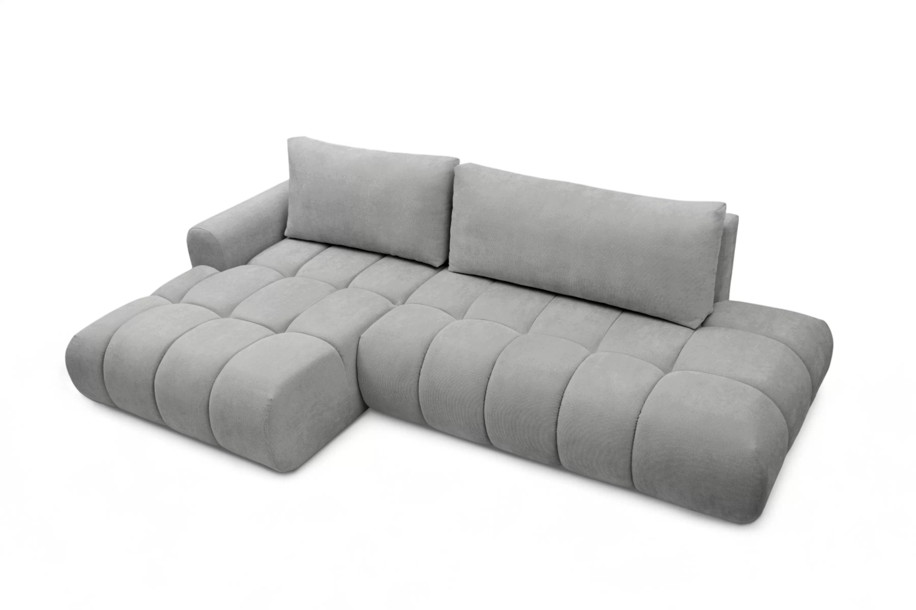 Rohová rozkládací pohovka Lutario L II levá s funkcí spánku - šedá hydrofobní tkanina Venice 2023 Rohová sedací souprava Lutario L II rozkládací levá - šedá plecionka hydrofobowa Venice 2023