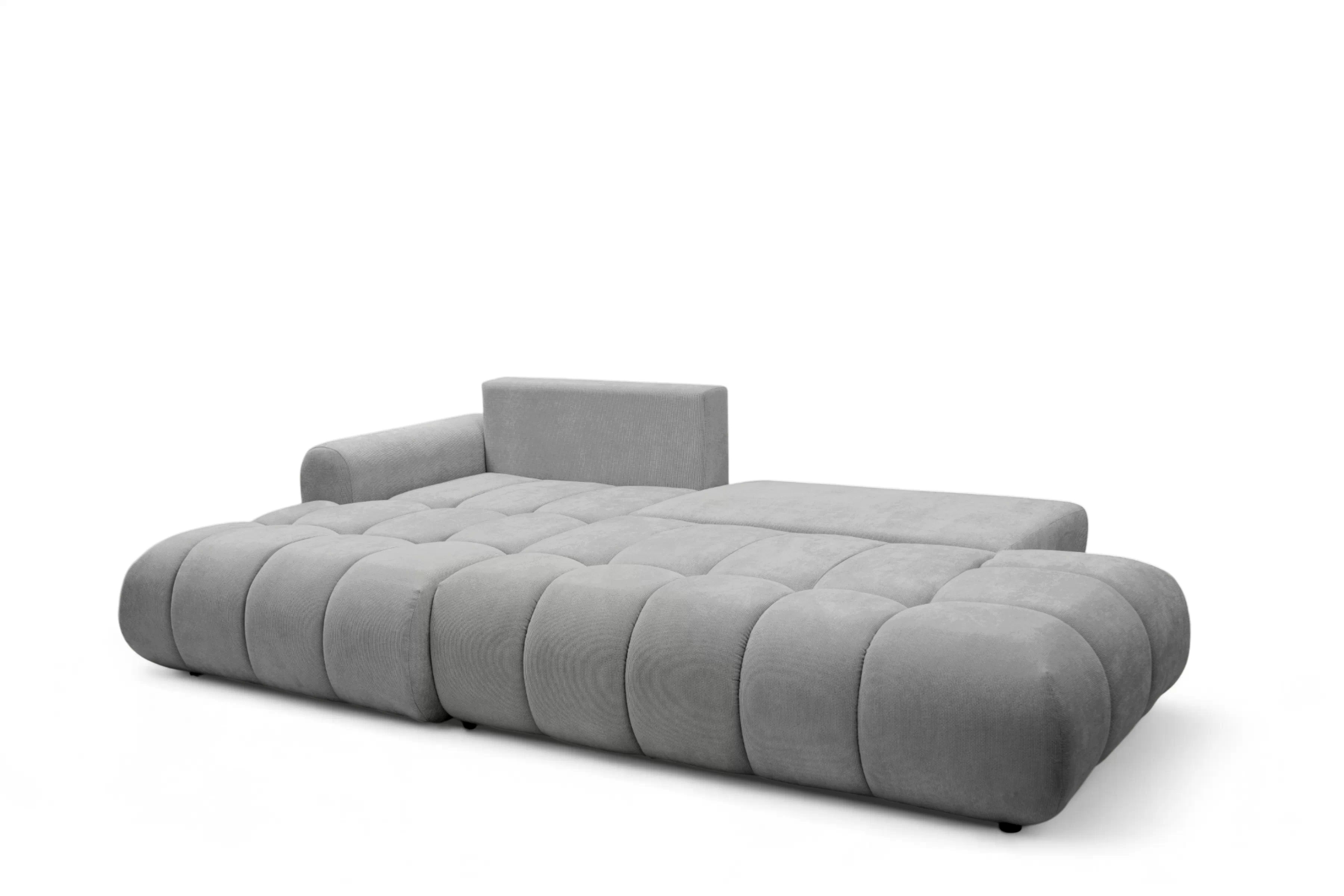 Rohová rozkládací pohovka Lutario L II levá s funkcí spánku - šedá hydrofobní tkanina Venice 2023 Rohová sedací souprava Lutario L II rozkládací levá - šedá plecionka hydrofobowa Venice 2023