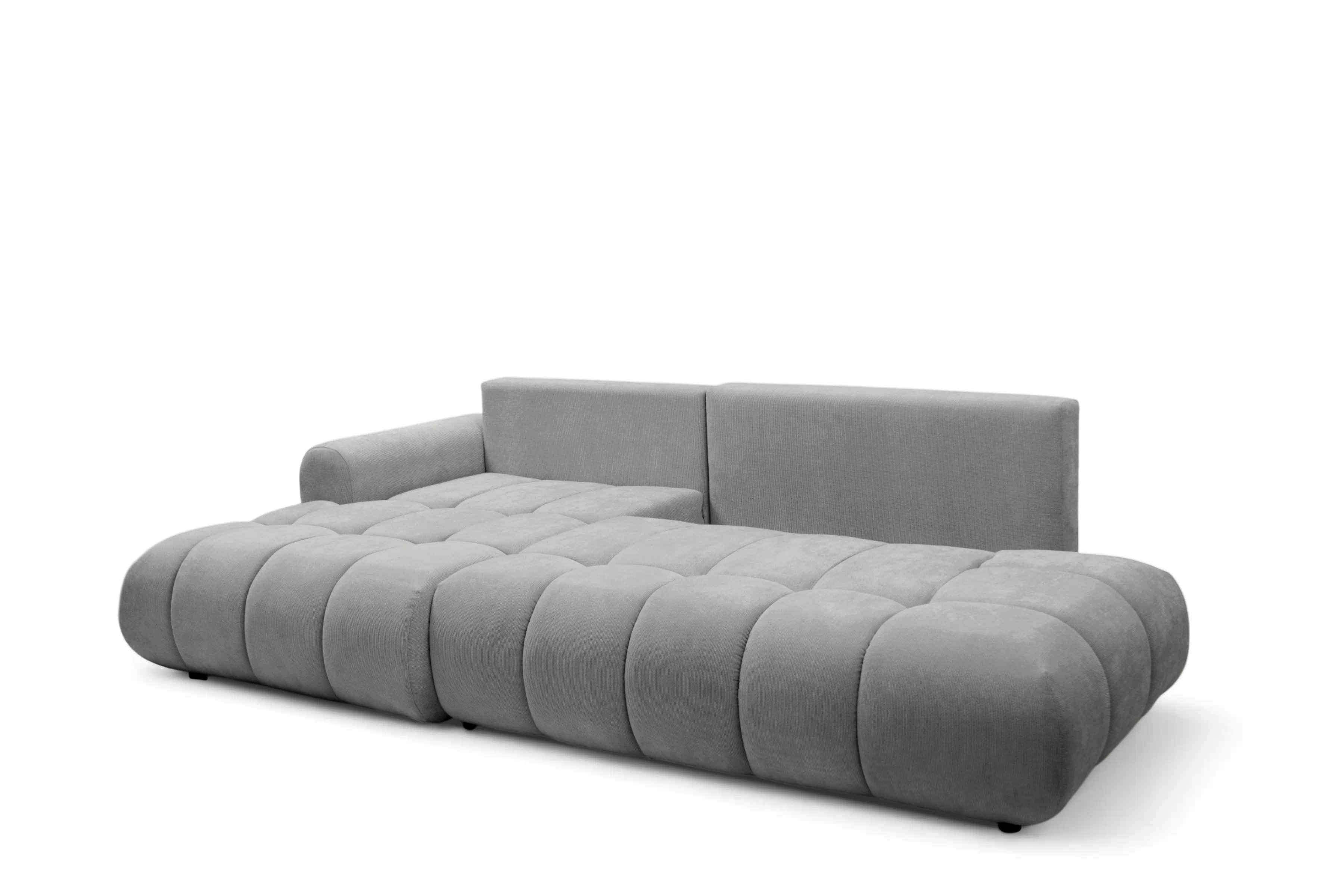 Rohová rozkládací pohovka Lutario L II levá s funkcí spánku - šedá hydrofobní tkanina Venice 2023 Rohová sedací souprava Lutario L II rozkládací levá - šedá plecionka hydrofobowa Venice 2023