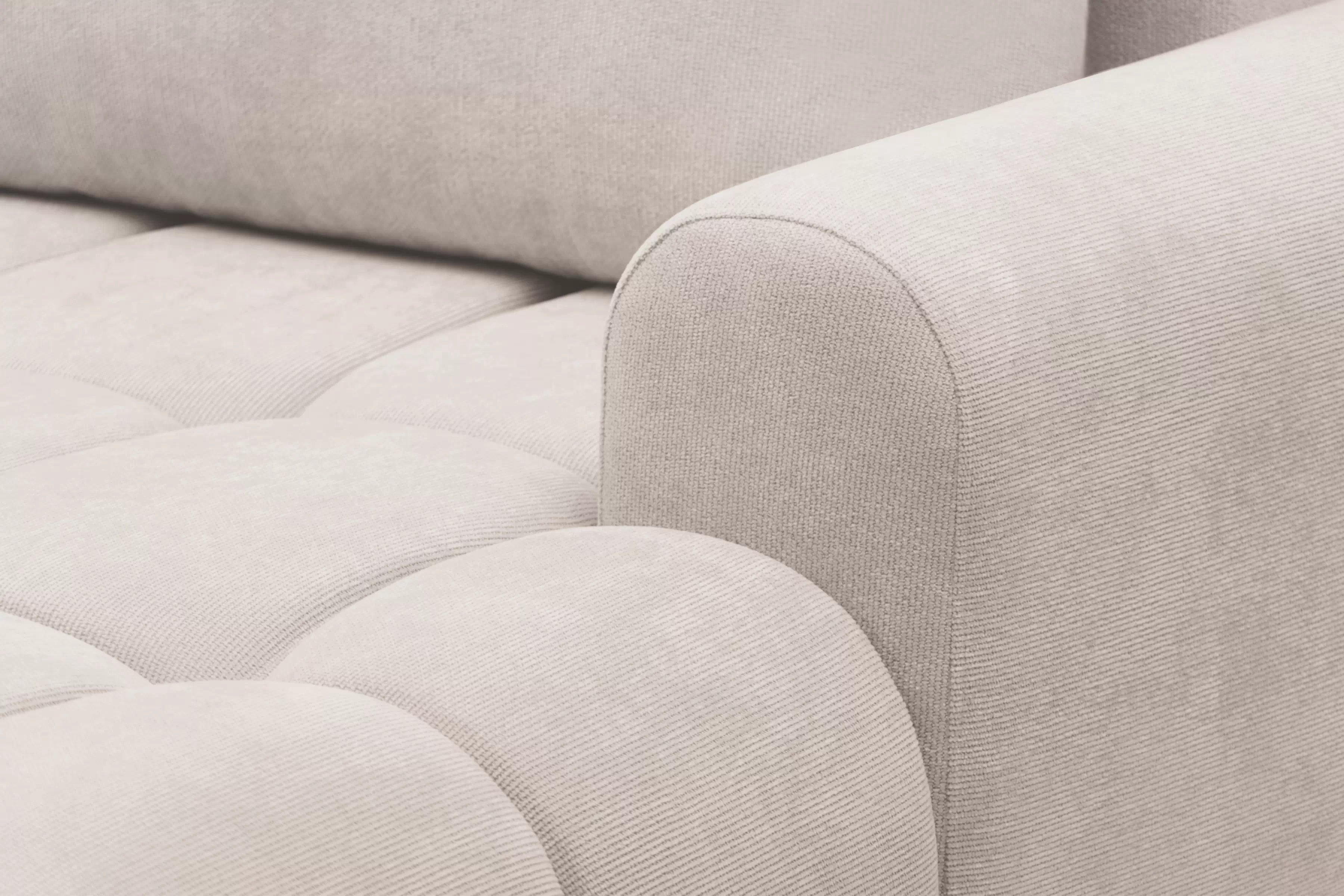 Rozkladacia rohová sedačka Lutario L II pravá - béžová hydrofóbna pletenina Venice 2026 Rohová sedacia súprava Lutario L II s funkciou spánku pravá strana - Béžová plecionka hydrofobowa Venice 2026