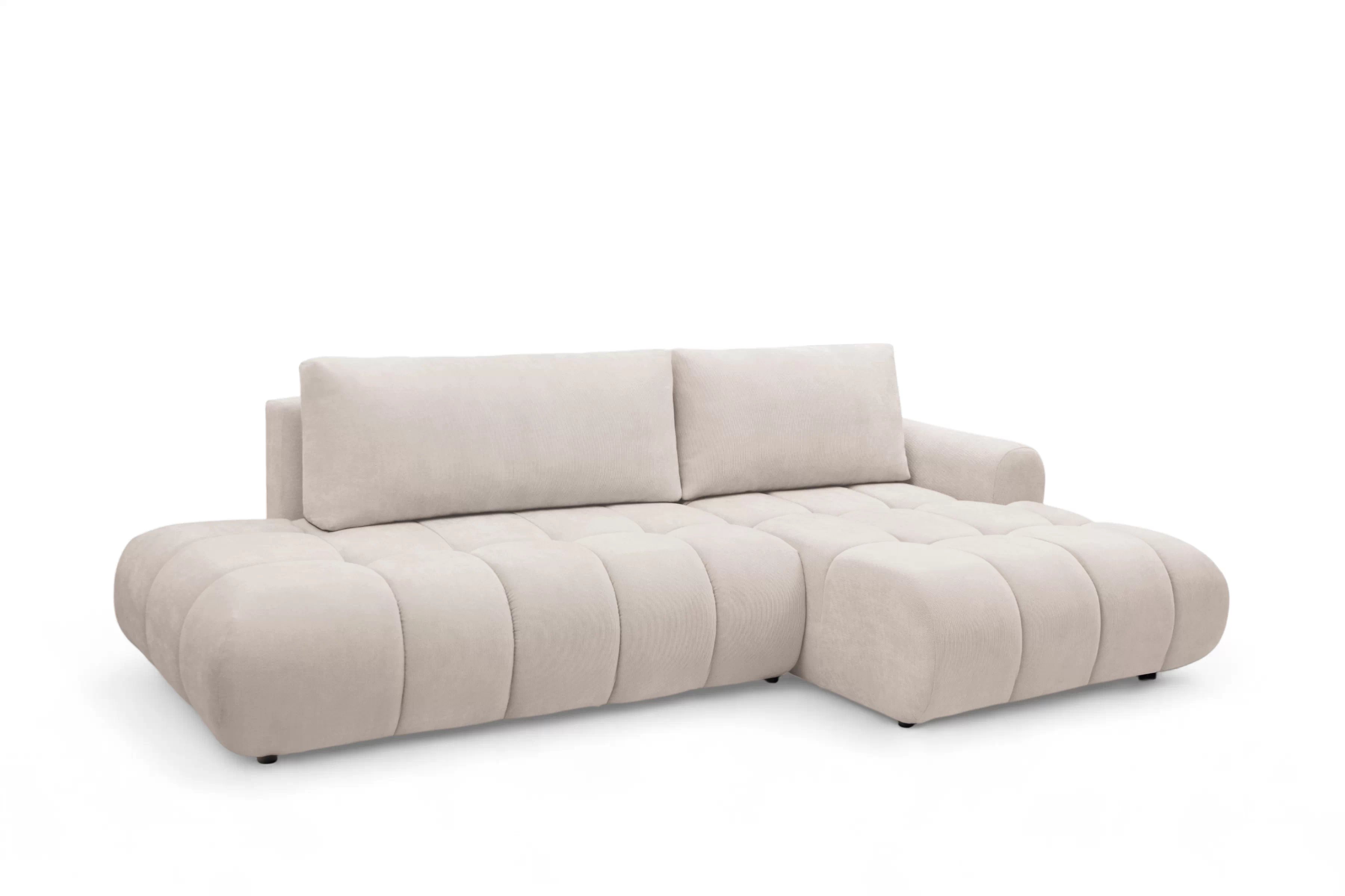 Rozkladacia rohová sedačka Lutario L II pravá - béžová hydrofóbna pletenina Venice 2026 Rohová sedacia súprava Lutario L II s funkciou spánku pravá strana - Béžová plecionka hydrofobowa Venice 2026