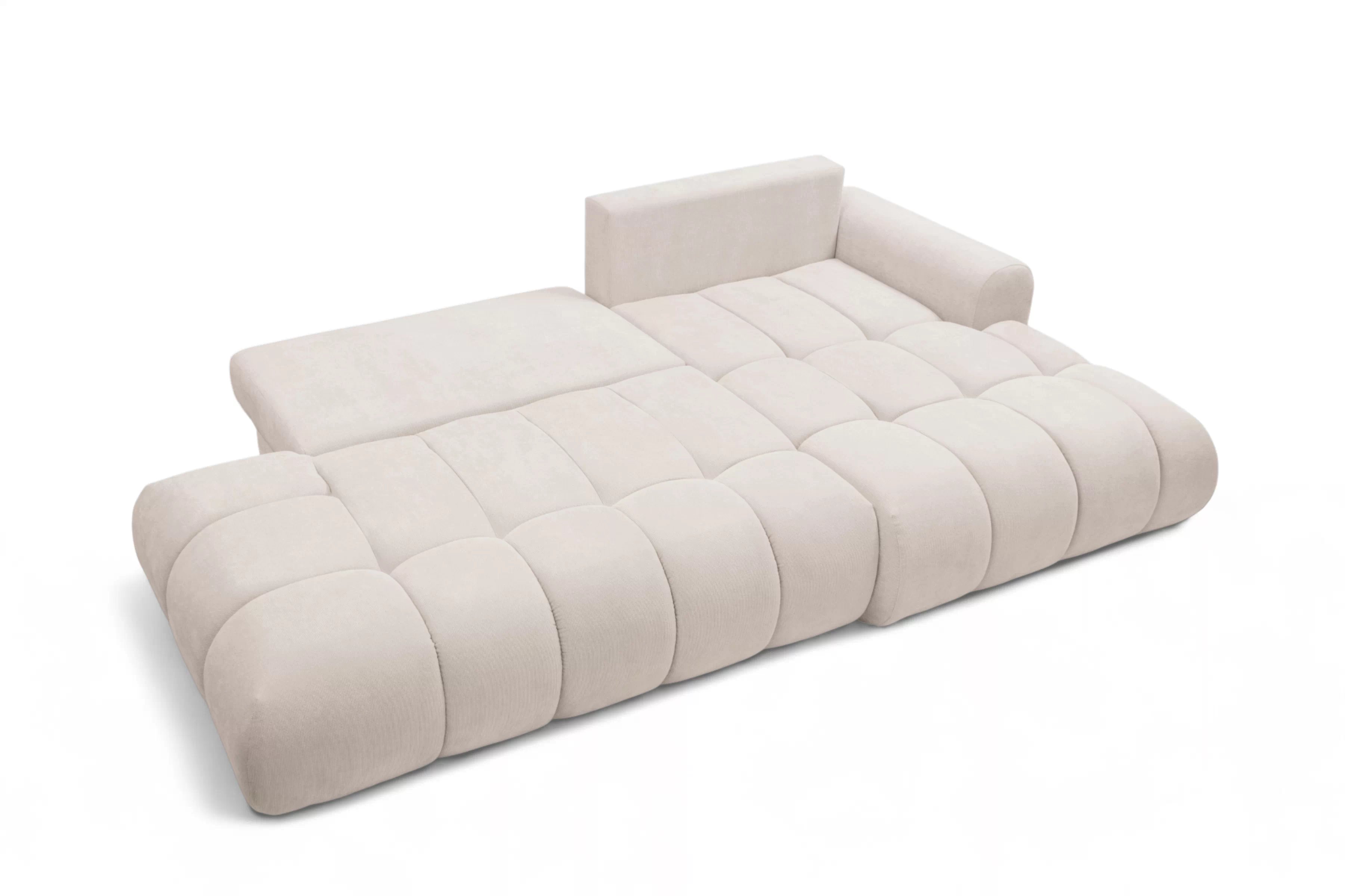 Rozkladacia rohová sedačka Lutario L II pravá - béžová hydrofóbna pletenina Venice 2026 Rohová sedacia súprava Lutario L II s funkciou spánku pravá strana - Béžová plecionka hydrofobowa Venice 2026