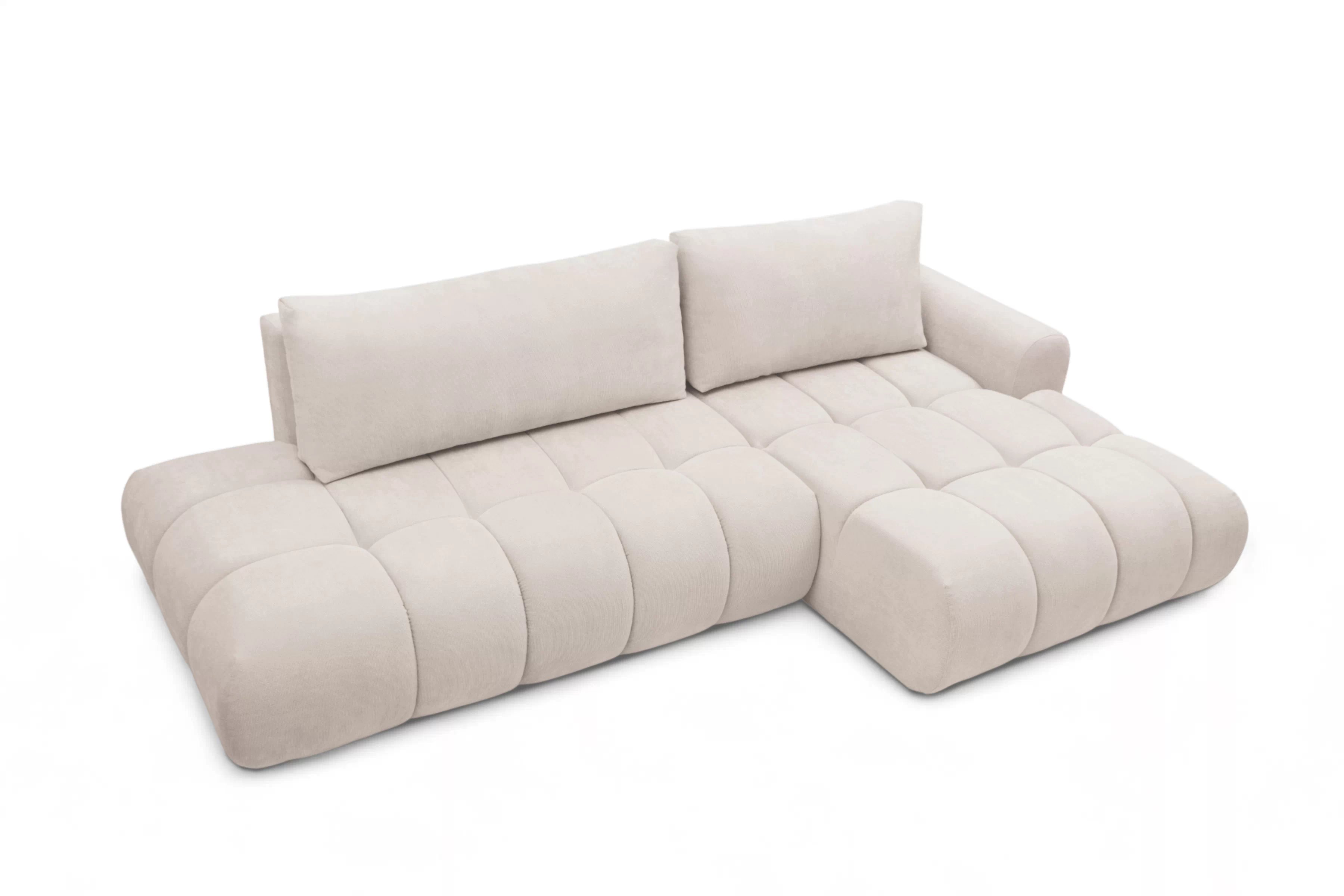 Rozkladacia rohová sedačka Lutario L II pravá - béžová hydrofóbna pletenina Venice 2026 Rohová sedacia súprava Lutario L II s funkciou spánku pravá strana - Béžová plecionka hydrofobowa Venice 2026