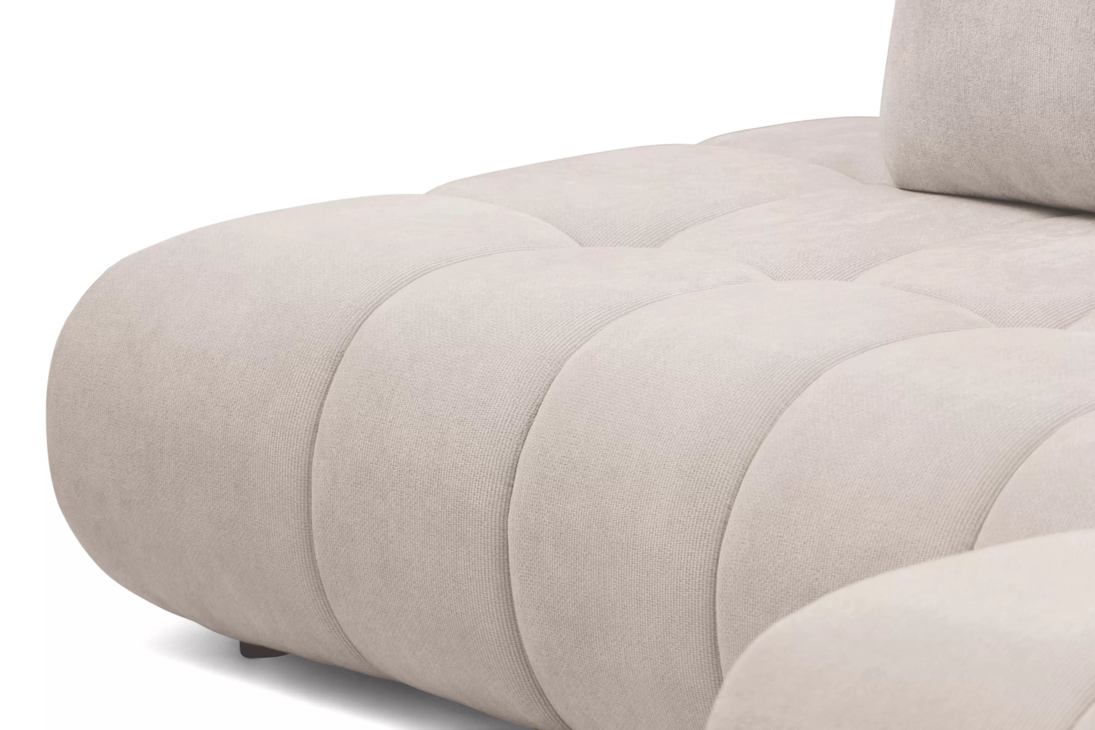 Rozkladacia rohová sedačka Lutario L II pravá - béžová hydrofóbna pletenina Venice 2026 Rohová sedacia súprava Lutario L II s funkciou spánku pravá strana - Béžová plecionka hydrofobowa Venice 2026