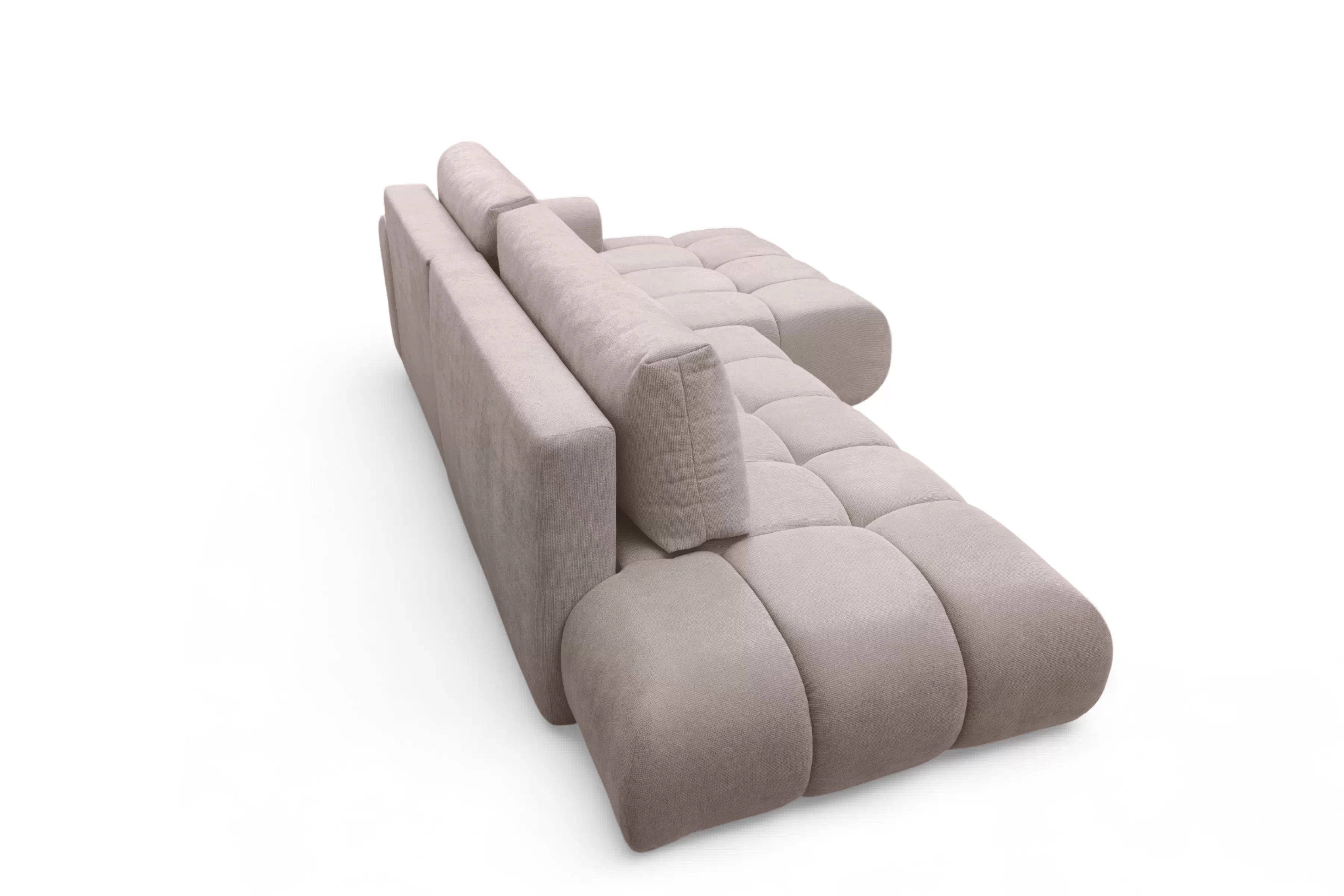 Rohová rozkládací pohovka Lutario L II pravá s funkcí spánku - tmavě béžová hydrofobní tkanina Venice 2031 Rohová sedací souprava Lutario L II rozkládací pravá - ciemnobezowa plecionka hydrofobowa Venice 2031