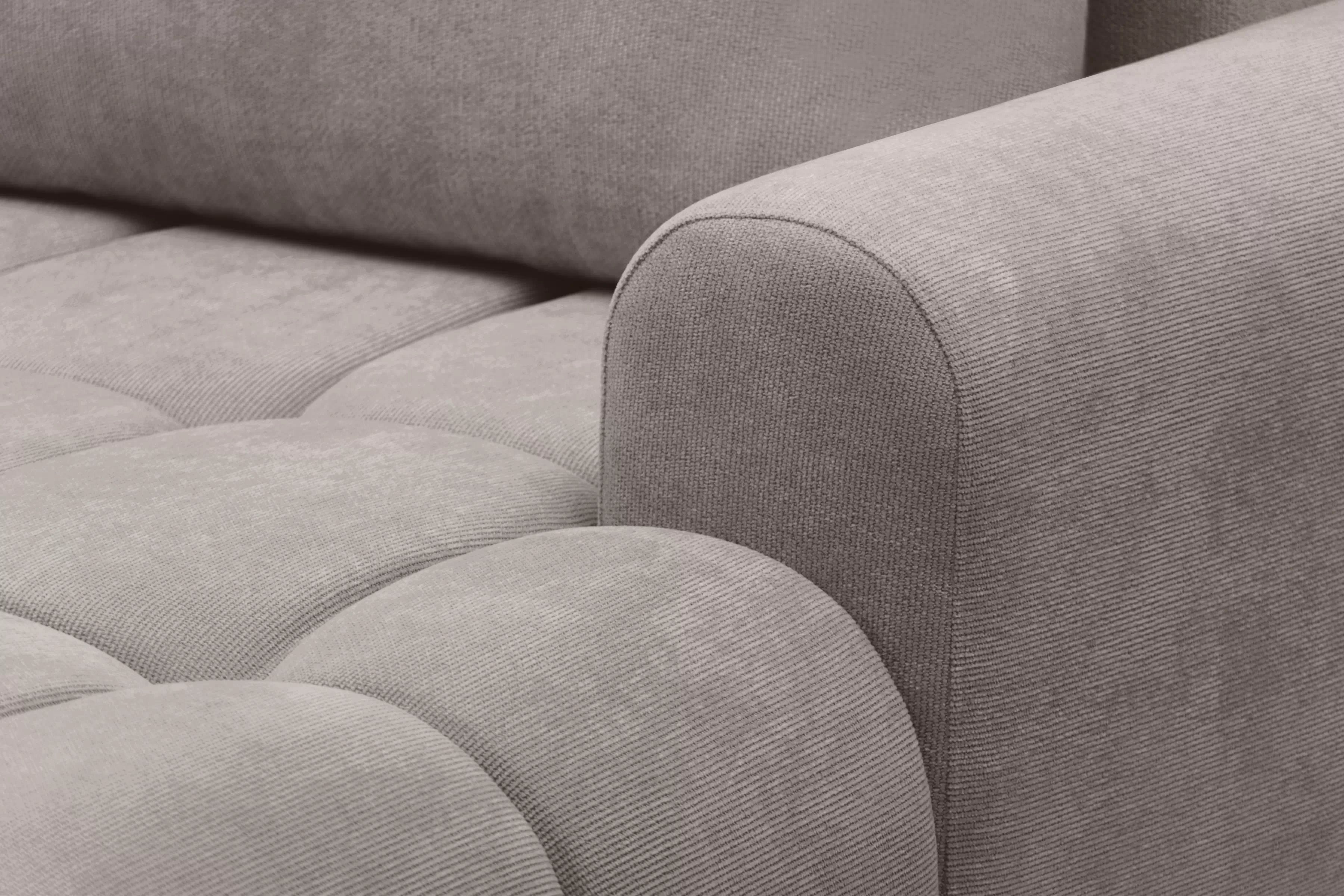 Rohová rozkládací pohovka Lutario L II pravá s funkcí spánku - tmavě béžová hydrofobní tkanina Venice 2031 Rohová sedací souprava Lutario L II rozkládací pravá - ciemnobezowa plecionka hydrofobowa Venice 2031